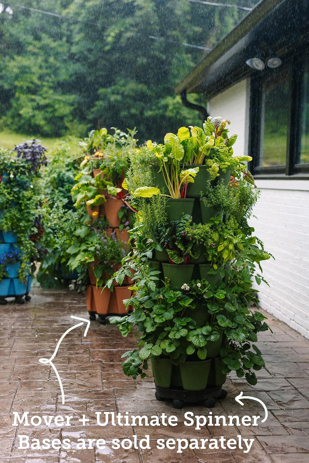 7 Tier Leaf Vertical Planter for Growing a Variety of Strawberries, Vegetables, Herbs, & Flowers (Evergreen)