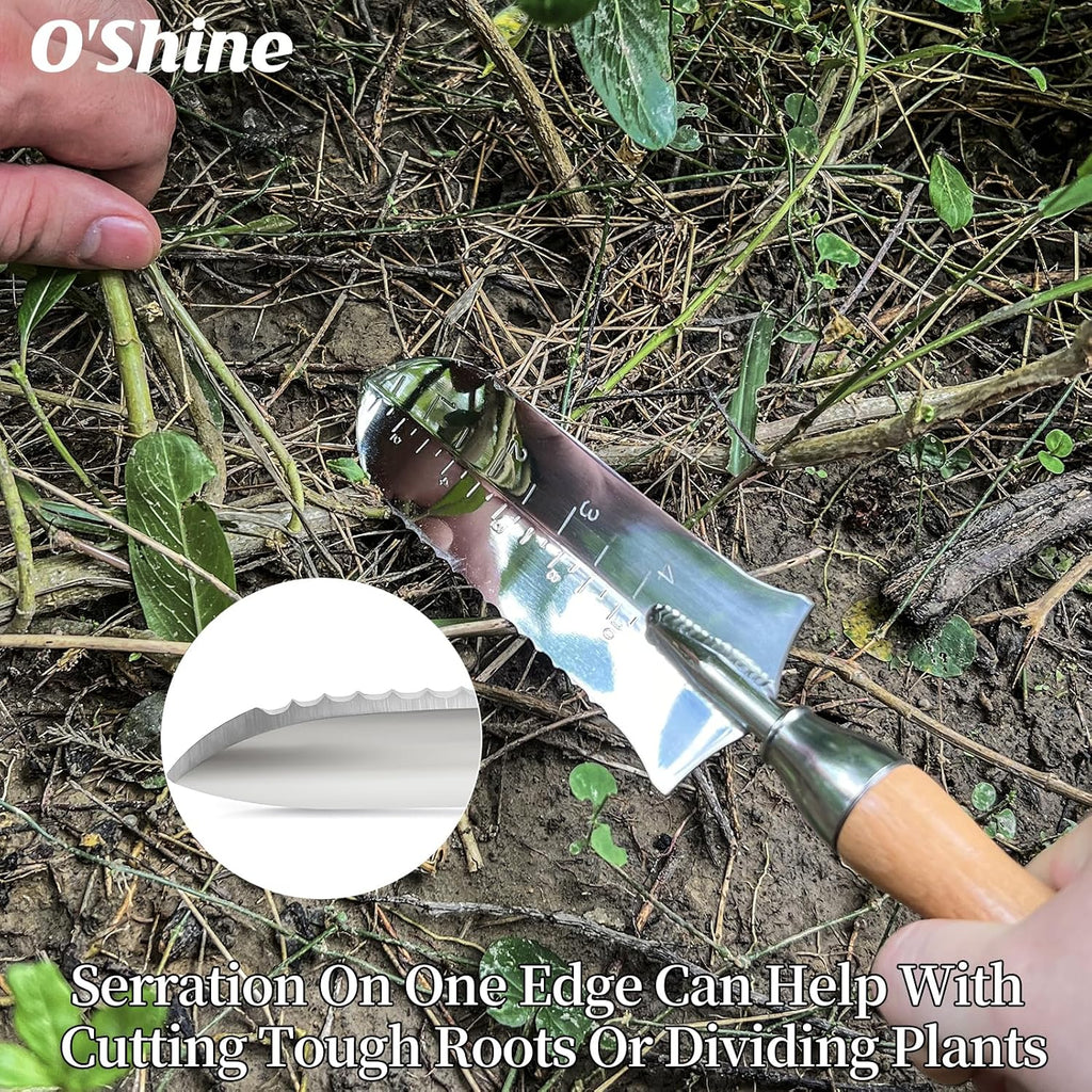 O'Shine 5.5” Full Tang Japanese Hori Hori Garden Knife, Stainless Steel Small Soil Knife for Planting & Transplanting