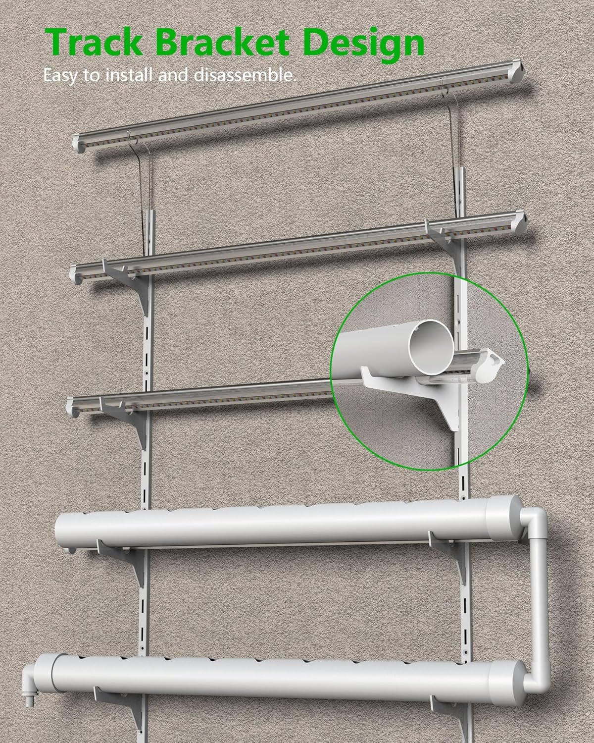 NFT Hydroponics Growing System，36 Pods Wall-Mounted Indoor Garden，Full Spectrum Grow Lights and Powerful Water