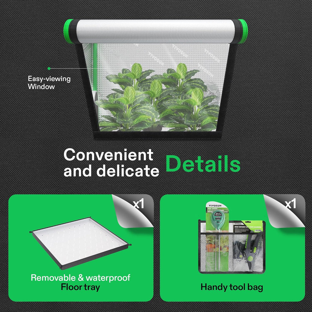 VIVOSUN 2-in-1 4x3 Grow Tent 48"x36"x72" Mylar Clone Chamber Tents | Multi-Chamber Clone Design, 100% Reflective Mylar