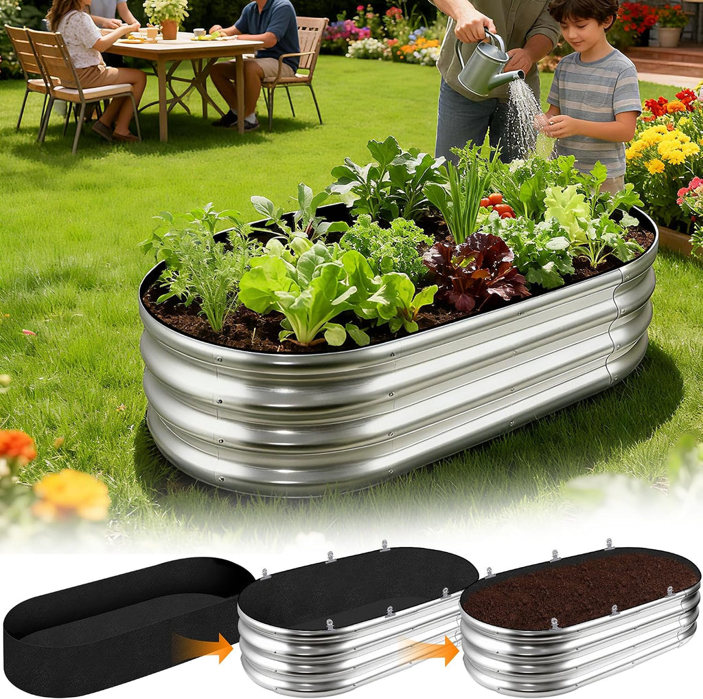 2 Sets 4 x 2 x 1 ft Raised Garden Bed Liner Bag, Breathable Grow Bed Fabric Liners with Clips and Gloves, Garden Box