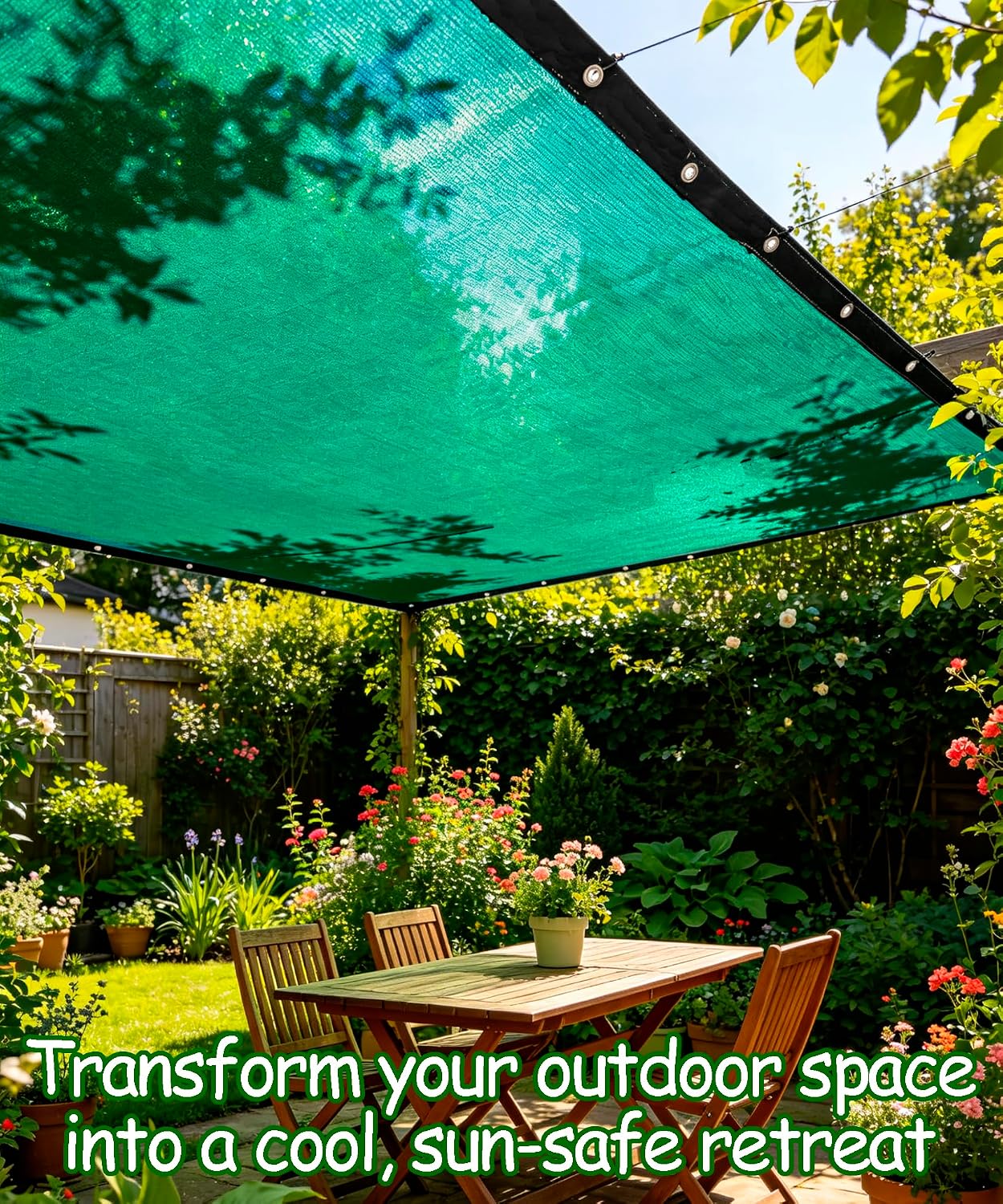 90% Green Shade Cloth 6ft x 8ft Heavy Duty Mesh Tarp with Grommets | Outdoor Sun Shade Canopy for Patio, Garden