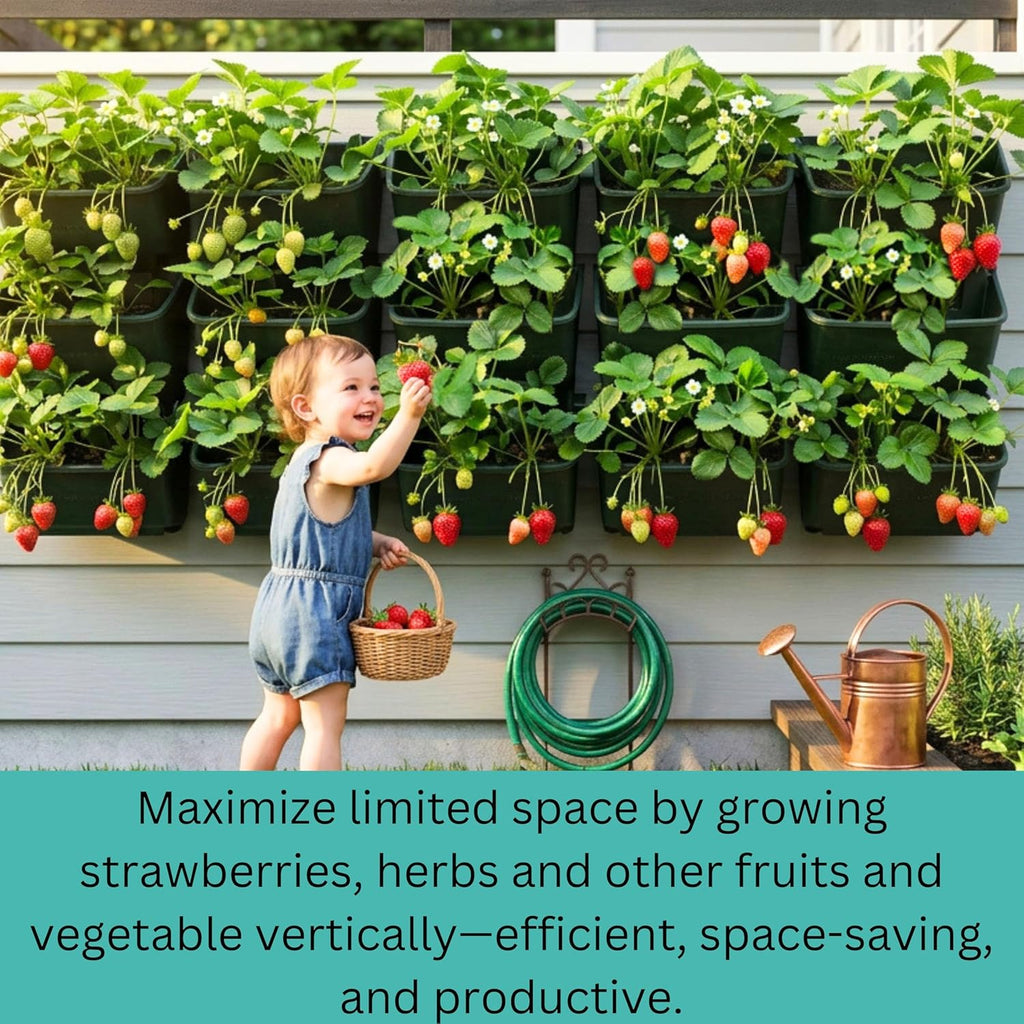 LaLaGreen Vertical Garden Planter - 8 Pack, 13 inch Dark Green Wall Mounted Pots for Garden Green Wall, Plant Wall