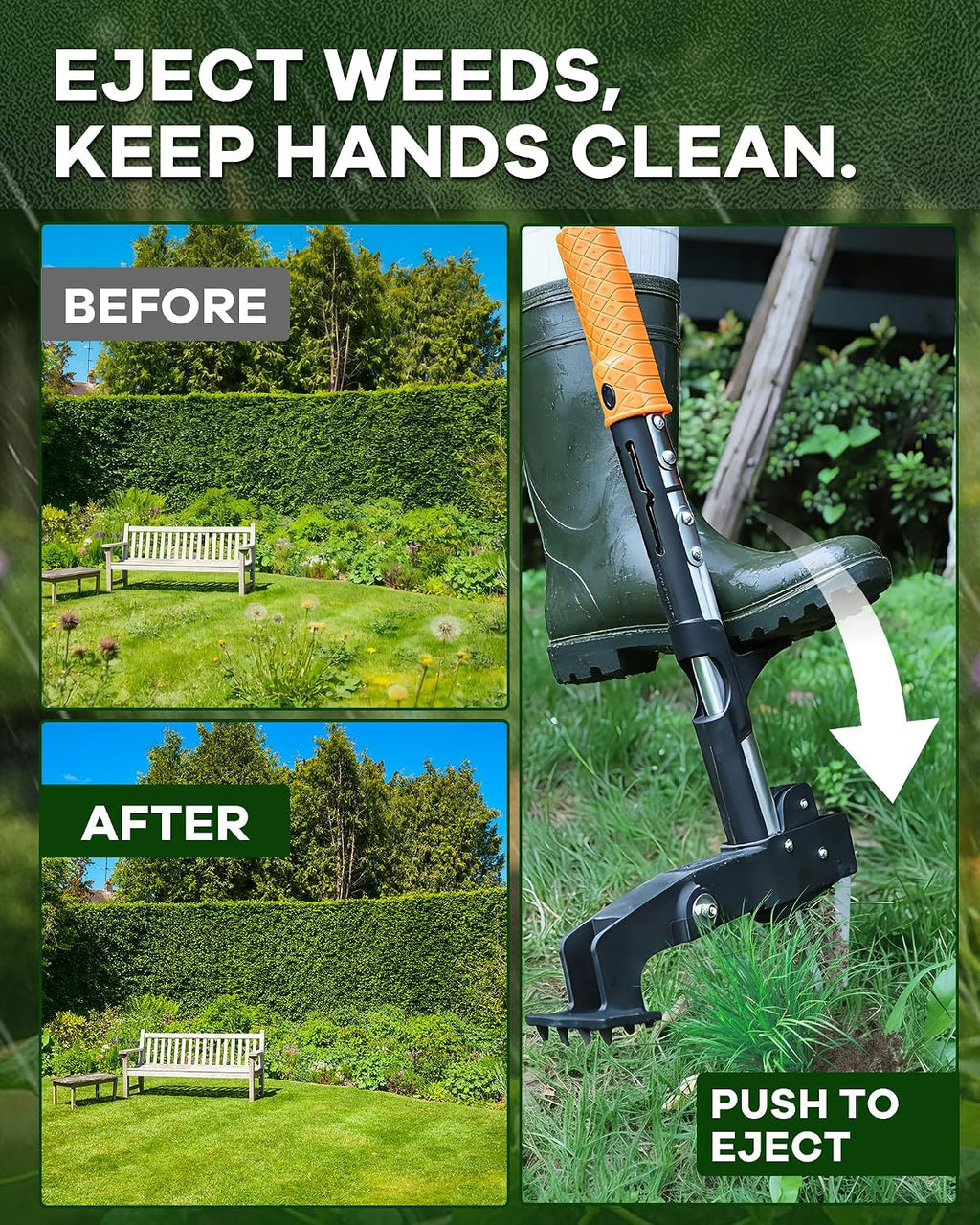 Stand Up Weed Puller Tool with Telescopic Hand Saw - 3-in-1 Long Handle Weed Remover Kit for Weeding, Pruning &