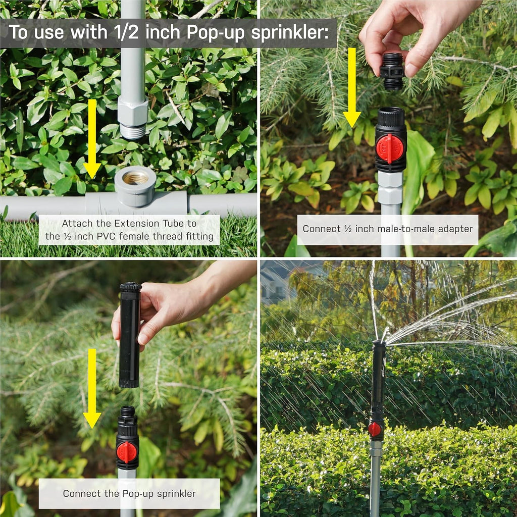 Eden 99989 Multi-Adjustable Sprinkler with Metal Extension Set (12 pcs), Connects to Most Standard (1/2 inch) Threaded
