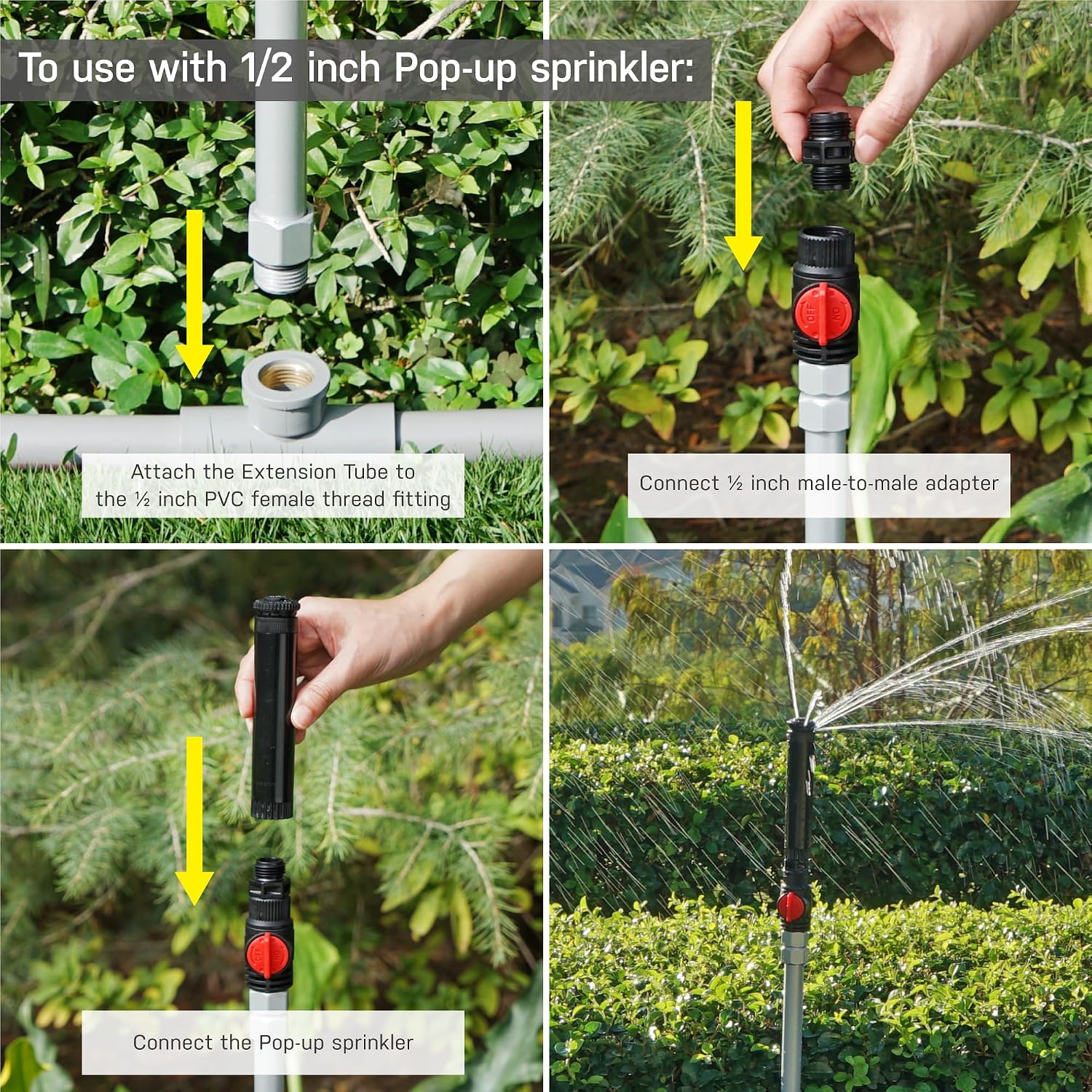 Eden 99989 Multi-Adjustable Sprinkler with Metal Extension Set (12 pcs), Connects to Most Standard (1/2 inch) Threaded