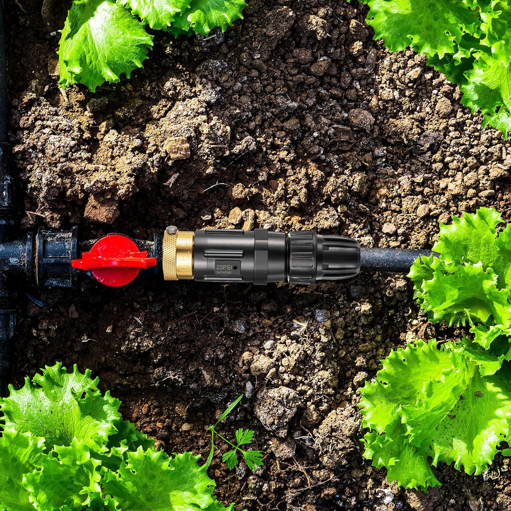 2 PC 25PSI Drip Irrigation Faucet Adapter Kit 1/2" Tubing to 3/4" Faucet | Drip Irrigation Filter with Water Pressure