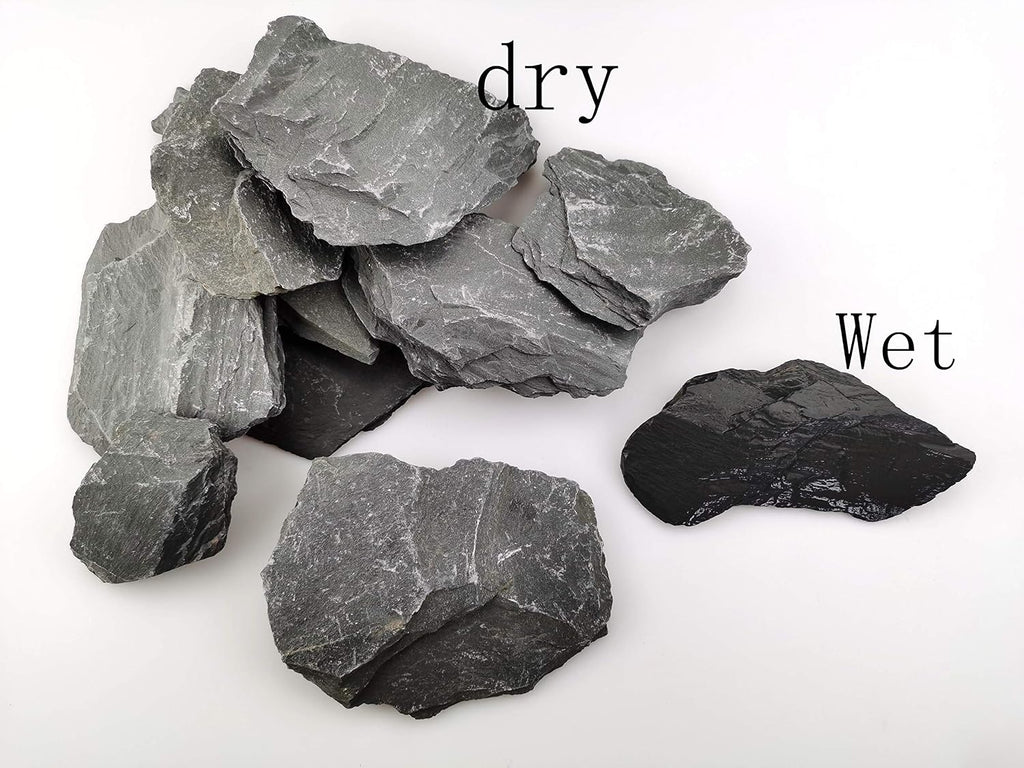 Voulosimi Natural Slate Rocks PH Neutral Stone Perfect Rocks for Aquariums, Landscaping Model,Tank Decoration,Amphibian