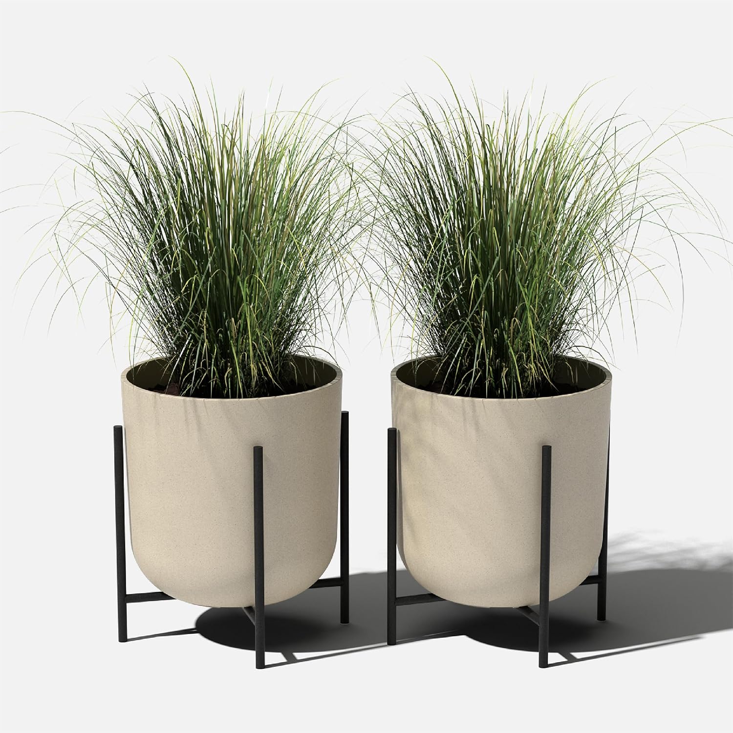 Veradek Mason Series Raised Lima Planter - Round Planter with Stand | Made From a Durable Plastic-Stone Composite &