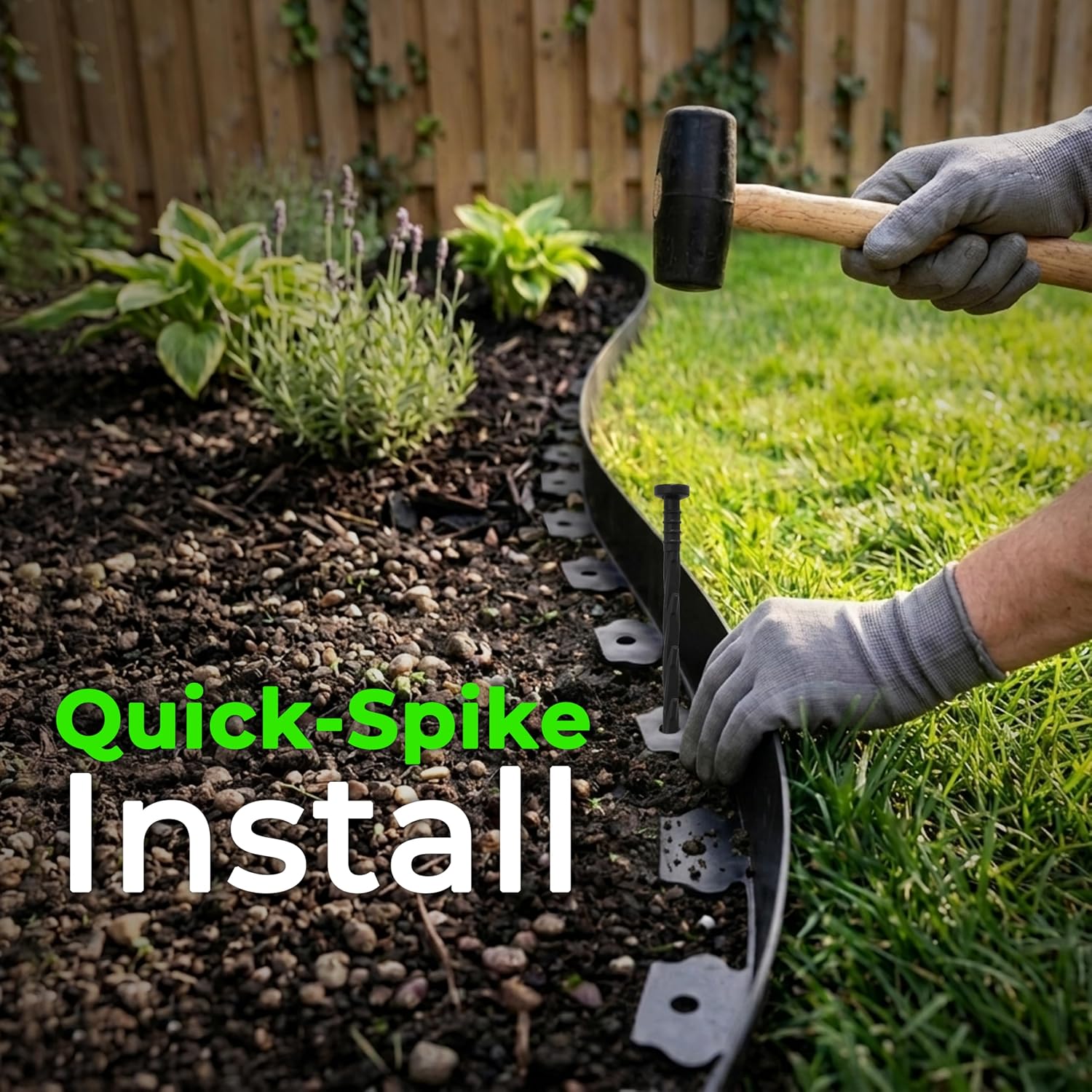 Gardzen 1.5" x40' Landscape Edging Kit with 40 Spikes | Garden Edging Coil for Lawn Borders and Landscape Projects
