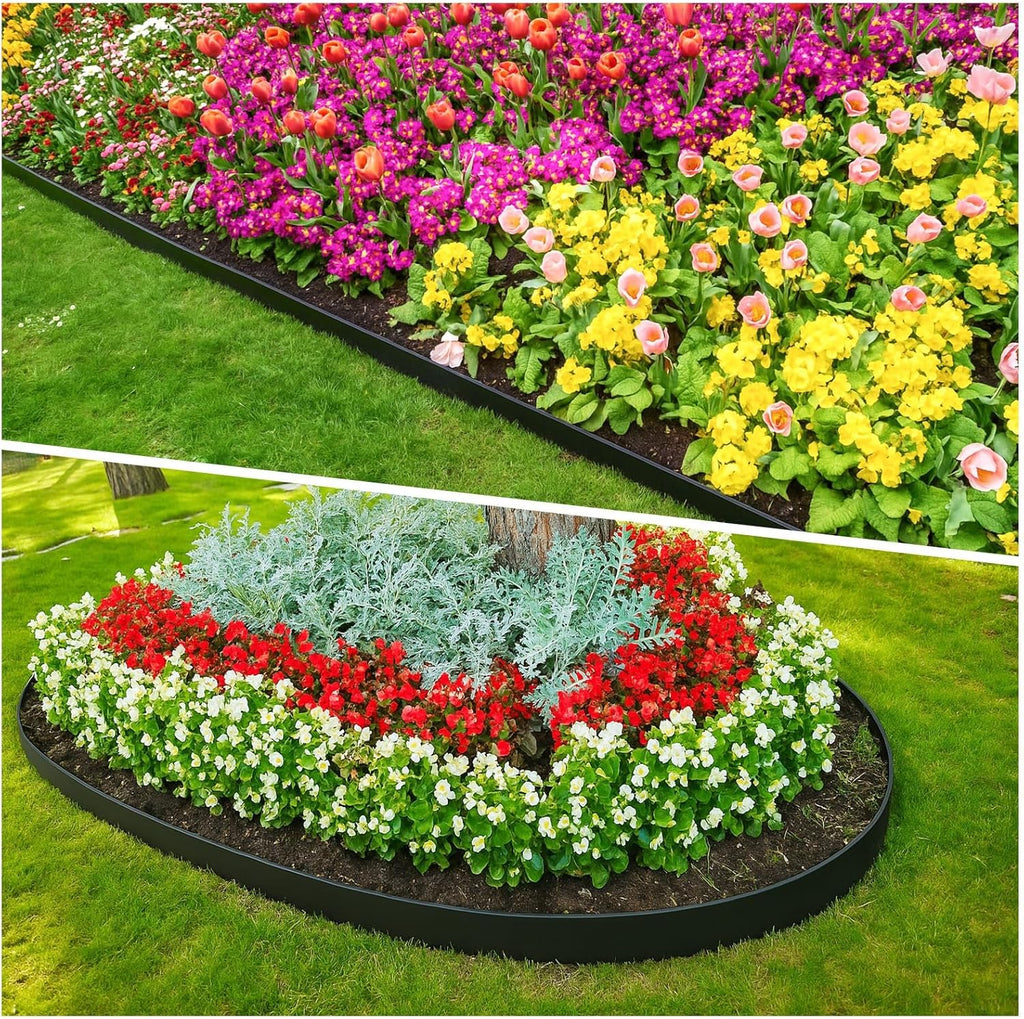MIXC 100ft Landscape Edging Kit with 150 Spikes, Not Digging Flexible Plastic Edge Border for Landscaping, Lawn