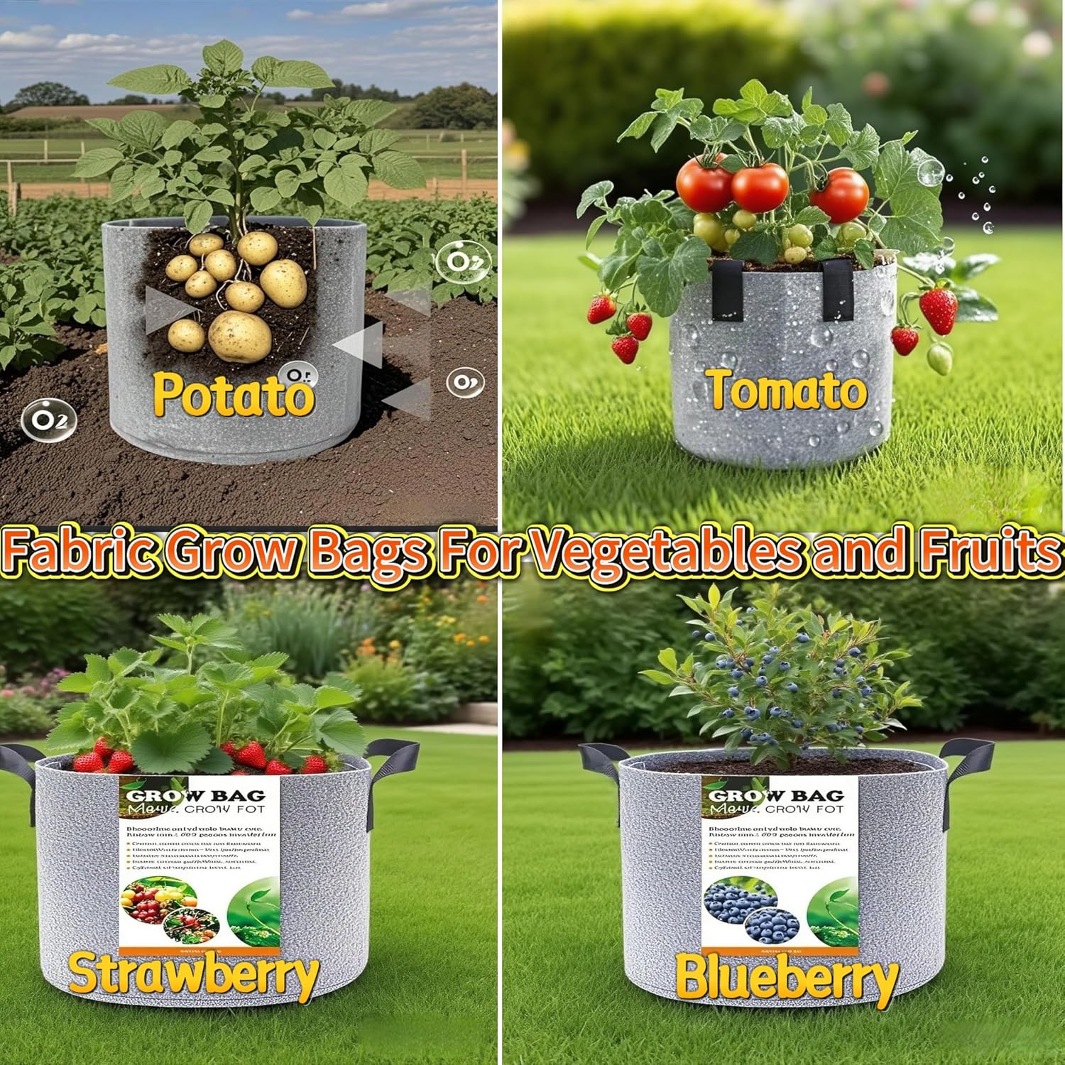 15 Gallon Tall Grow Bags Pot for Plants,15Gal Fabric Nursery Plant Pot,3PCS | With Handles,15 Gallon Cloth Felt Heavy