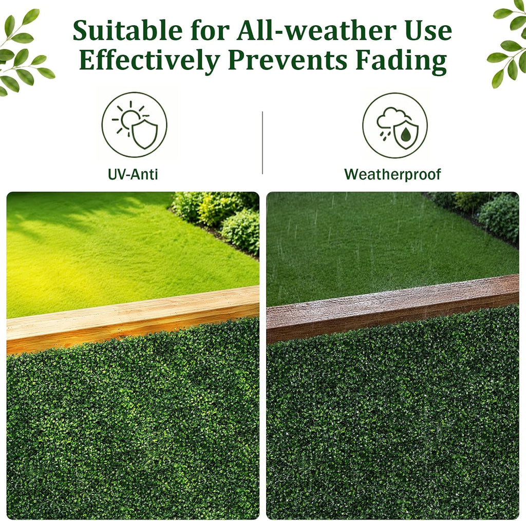Artificial Grass Wall Panels Backdrop, 10"X10" 12P(8.4 sqft) UV-Anti Faux Greenery Privacy Fence Screen, Artificial