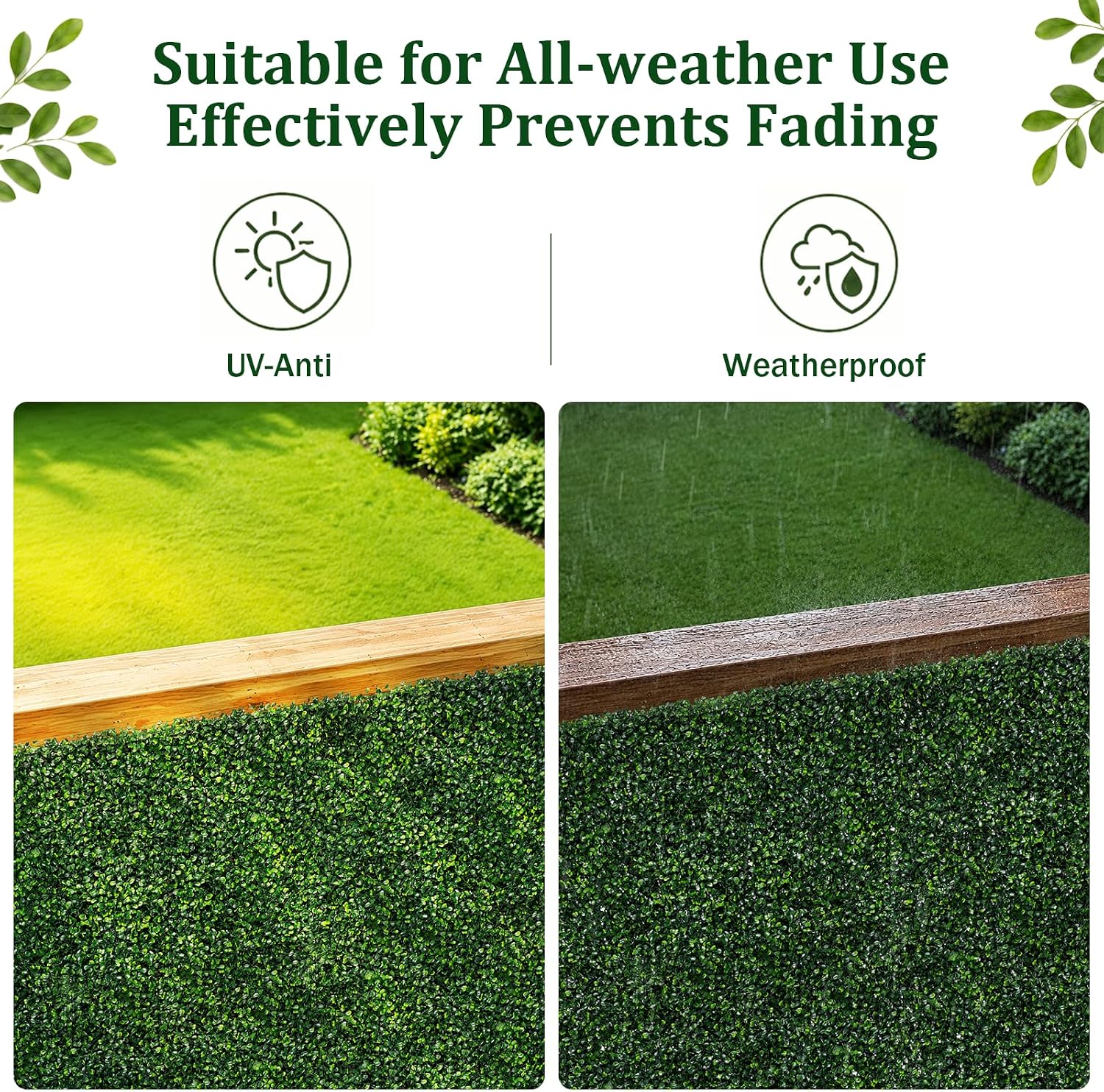 Artificial Grass Wall Panels Backdrop, 10"X10" 12P(8.4 sqft) UV-Anti Faux Greenery Privacy Fence Screen, Artificial