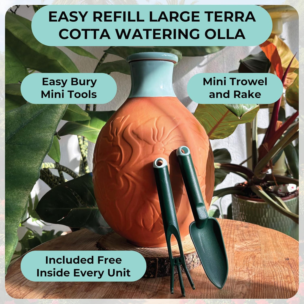 Olla for Watering Plants 160oz 1.25 Gallon XXL OYA Irrigation Clay Water Pot Self Watering Terracotta Pot