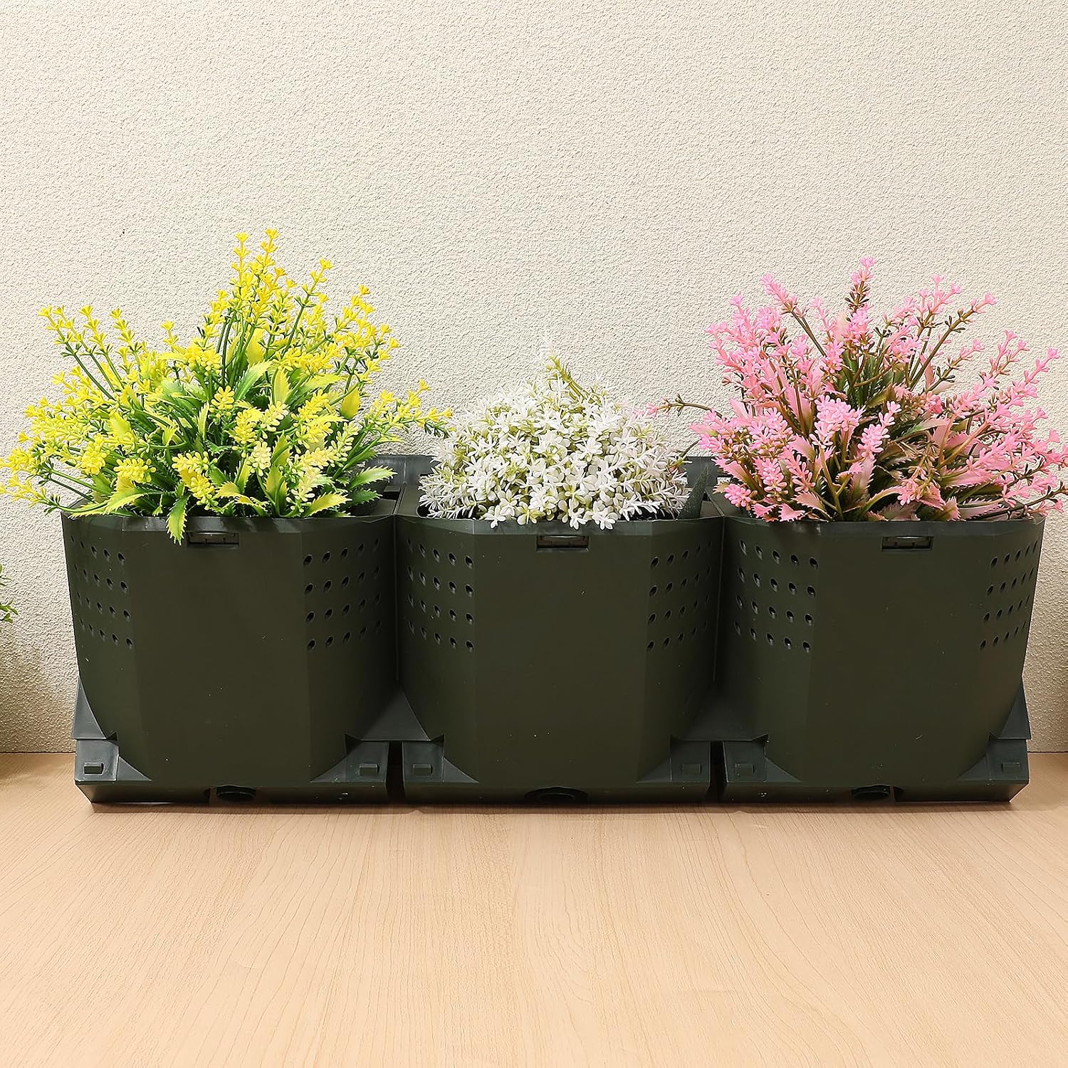 Yardwe Vertical Garden Wall Planter Stackable Plant Pot Wall Mounted Hanging Flower Pot for Balcony Garden Home Office