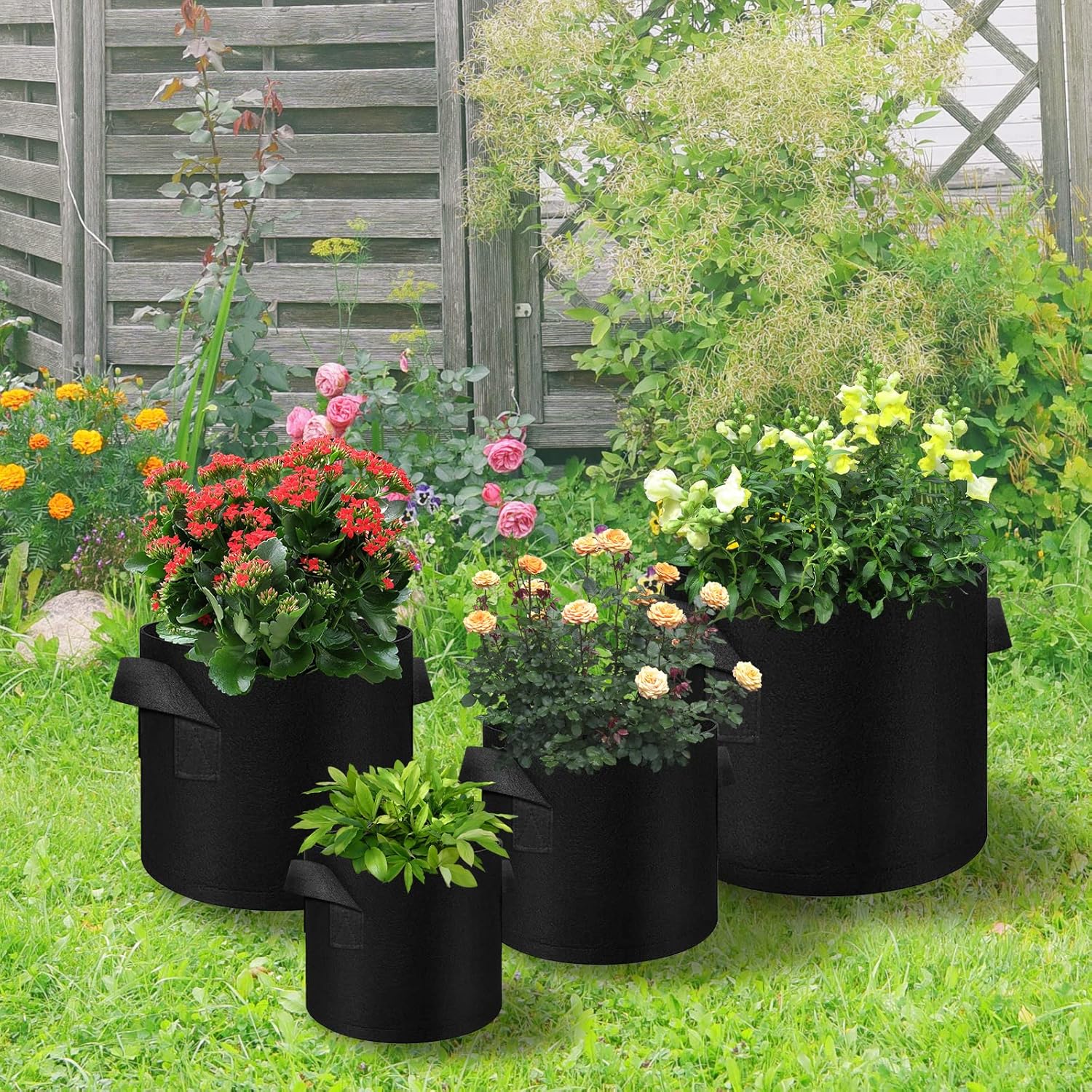 30 Pack 15 Gallon Plant Grow Bags, Breathable Felt Non-Woven Aeration Fabric Plant Grow Pots, Garden Planting