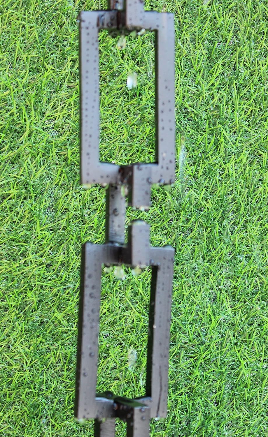 KAM Home Aluminium Artware Rectangle with Square Rain Chain with Installation Kit (Black, 8.5)