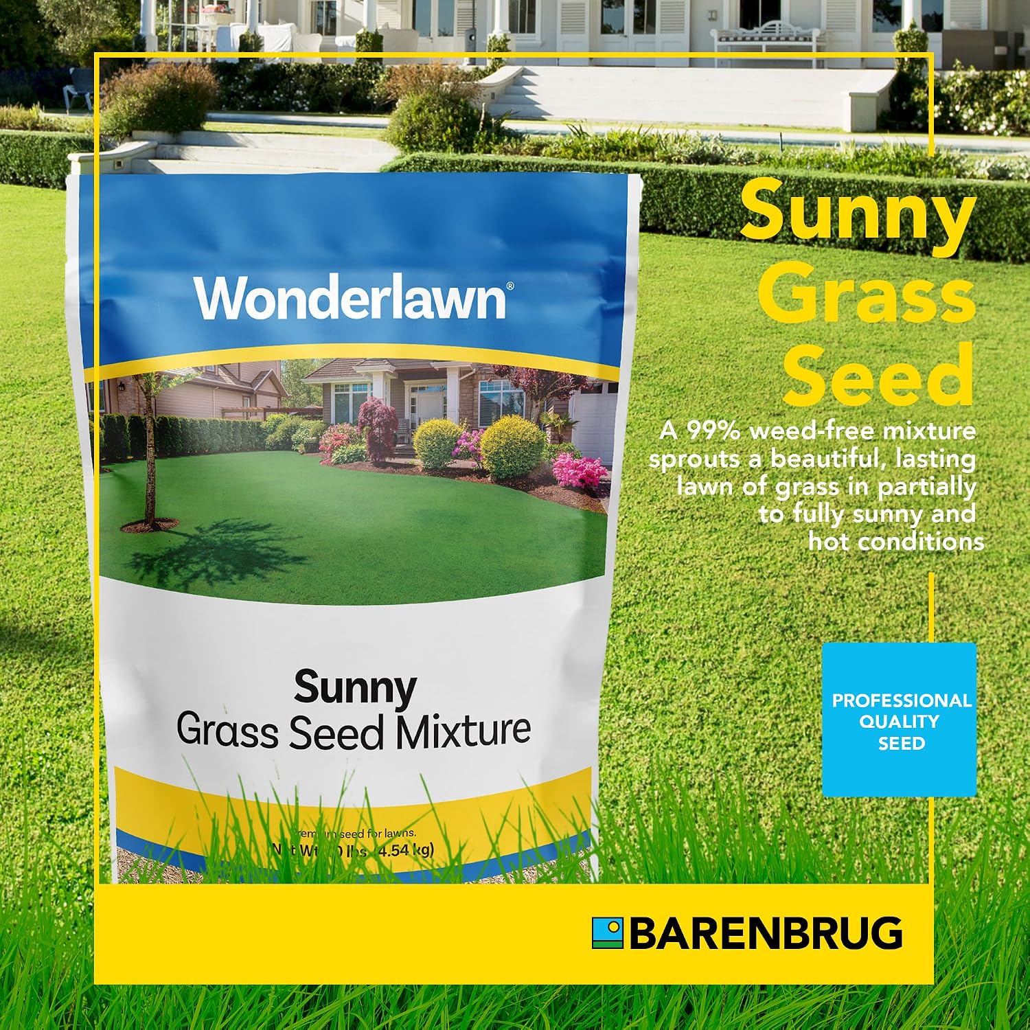 Barenbrug Wonderlawn Landscaper All-Purpose Grass Seed Mix, 15-Lbs., Covers 3,000 Sq. Ft.