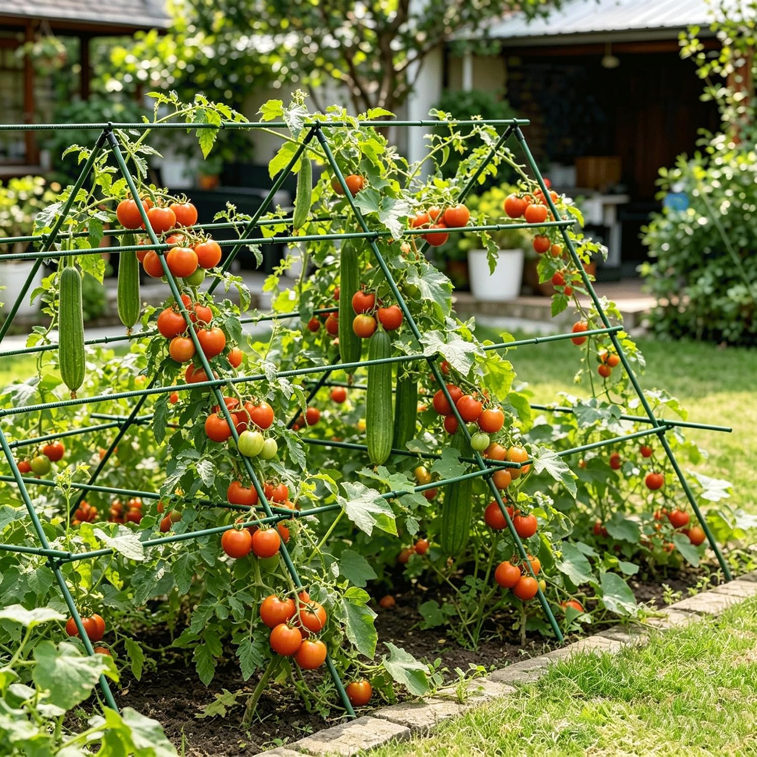 Orgrimmar 26 PCS 48" Garden Stakes 4ft Plastic Coated Climbing Plant Support Stakes Climbing Frame for Tomato Cucumber