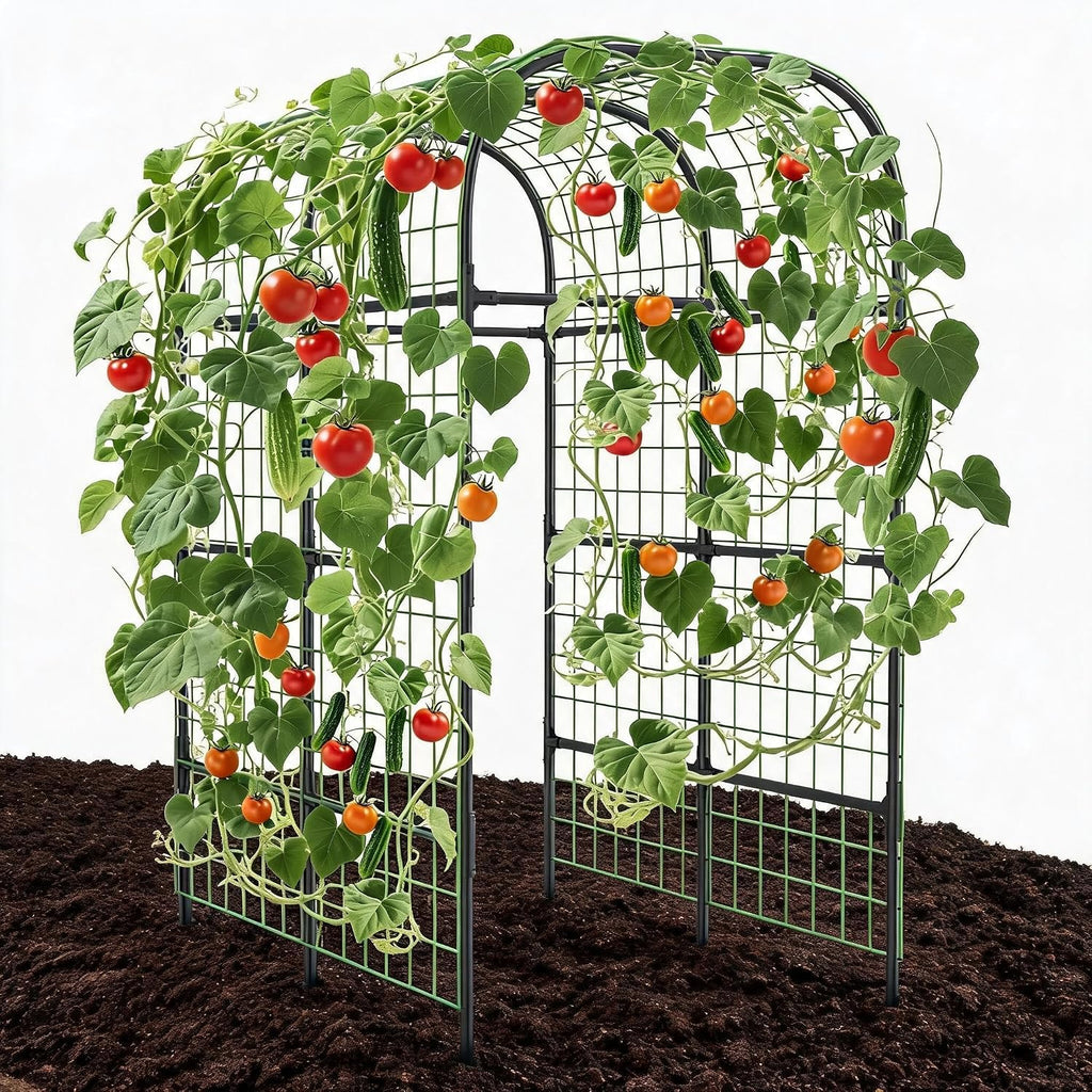 Garden Arch Trellis for Raised Beds, 7.3 FT Metal Cucumber Trellis with Plastic Connectors, u-Shape Plant Support for