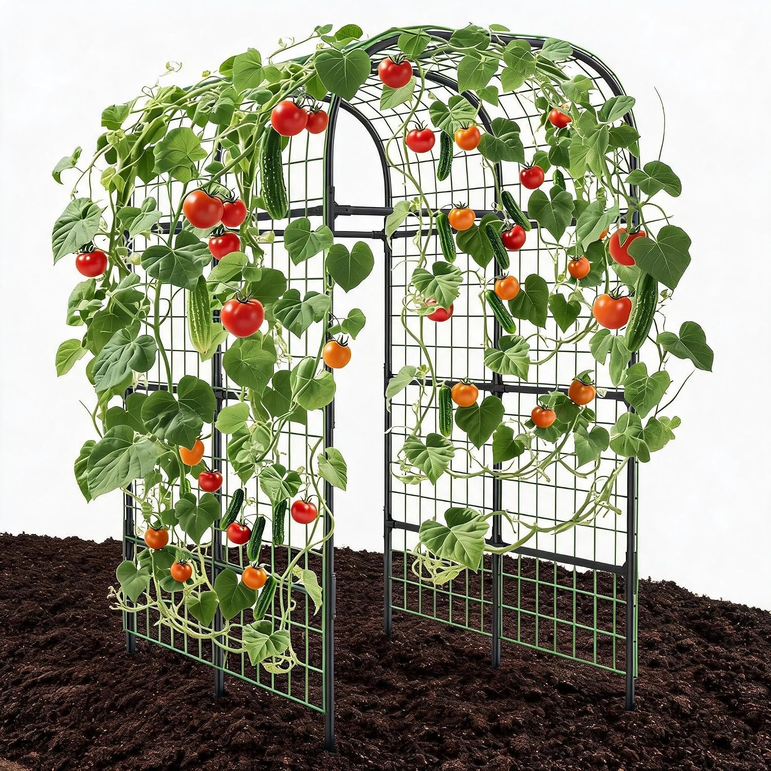 Garden Arch Trellis for Raised Beds, 7.3 FT Metal Cucumber Trellis with Plastic Connectors, u-Shape Plant Support for