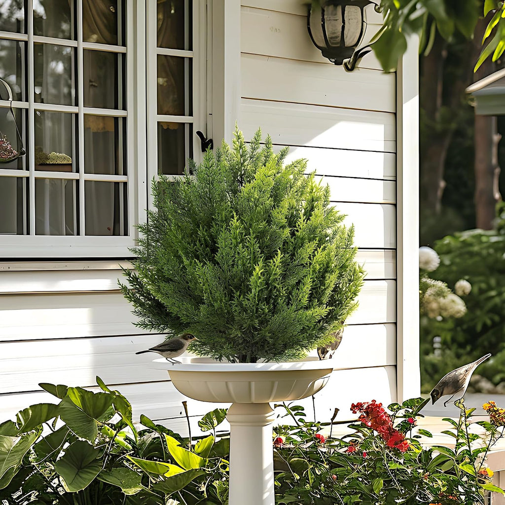 Artificial Cypress Topiary Shrubs, Faux Greenery Ball Bush for Indoor and Outdoor Decor,24.8" Fake Evergreen with