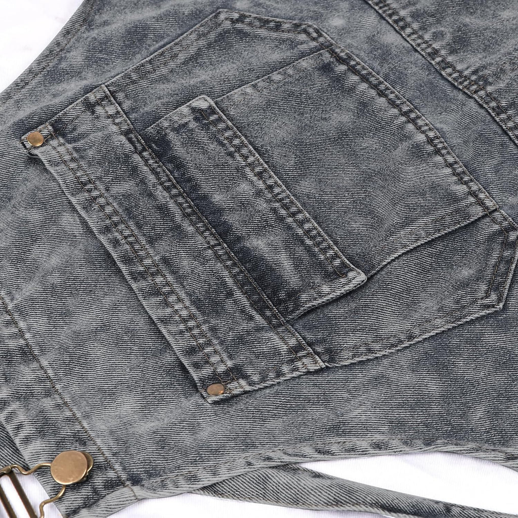 Denim Apron with Pockets for Hair Stylist Adjustable Straps Tool Apron Gardening Jean Work
