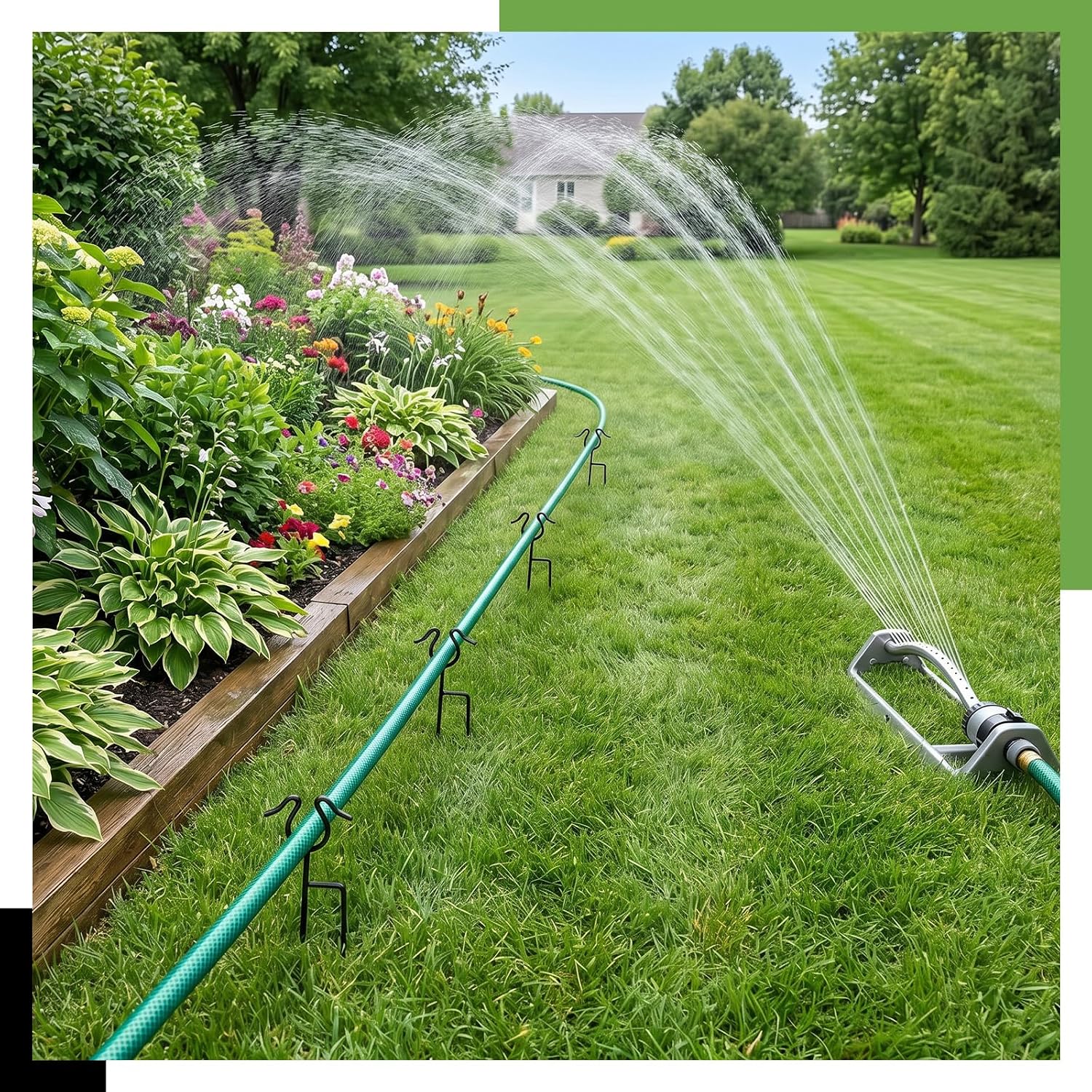 U0U 5 Pack Garden Hose Guide Spike,14Inch Metal Hose Guides for Garden,Heavy Duty Hose Guide Stakes for Keeps Garden