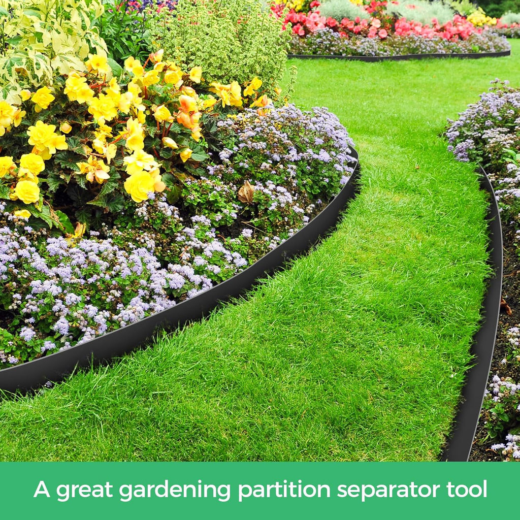 FunFanso 2 in Tall 66FT Landscape Edging Border with 100 Spikes, No Dig Kit | Garden Edging Border Lawn Edging