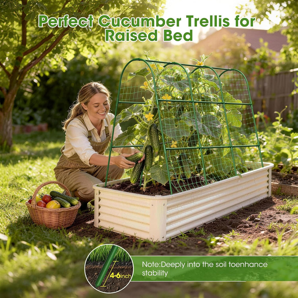 Cucumber Trellis for Raised Bed,U-Shape Garden Trellis for Climbing Plants Outdoor, Metal Arch Vegetables Trellis