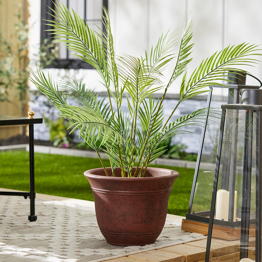 The HC Companies Sierra Round Self-Watering Pot - Lightweight Plastic Planter for Herbs & More - Durable Plant Pots for