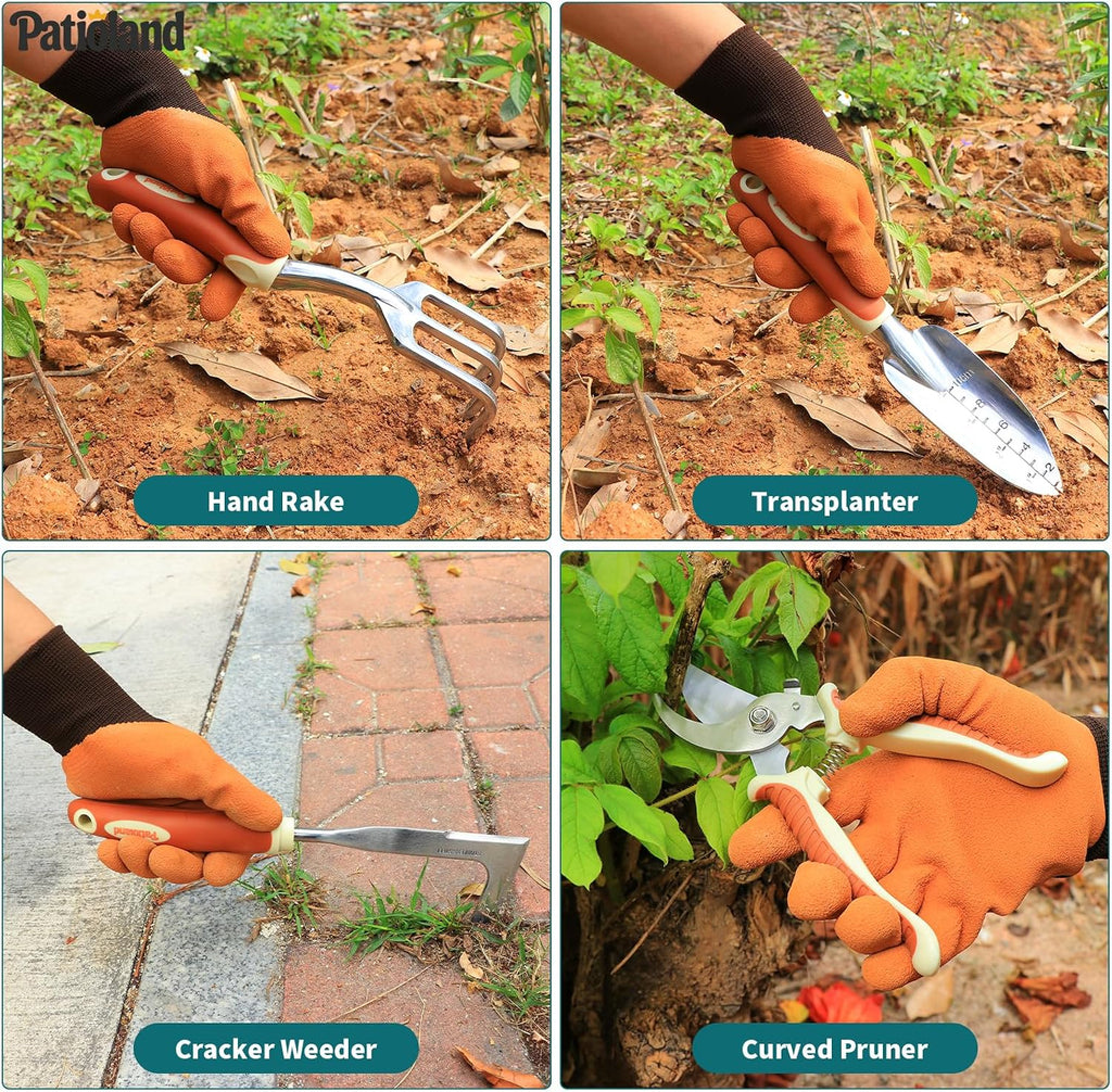 Brown Garden Tools Set 26-Piece, Gardening Gifts for Women Men | Aluminum Gardening Hand Tools w/Ergonomic Handles