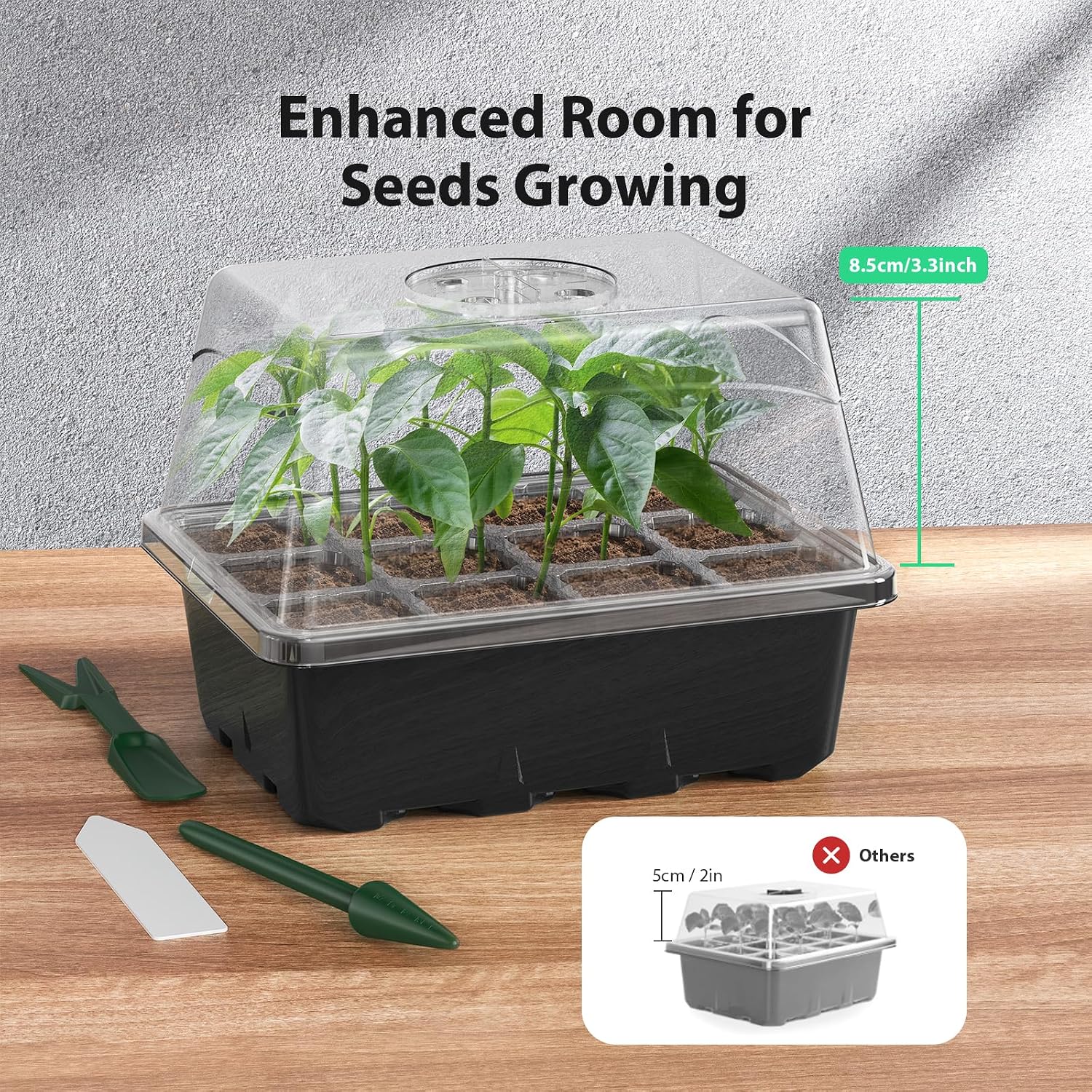 Seed Starter Tray, 20PCS Seed Starter Kit, Seedling Starter Trays with Heightened Lids for Seed Staring, Indoor