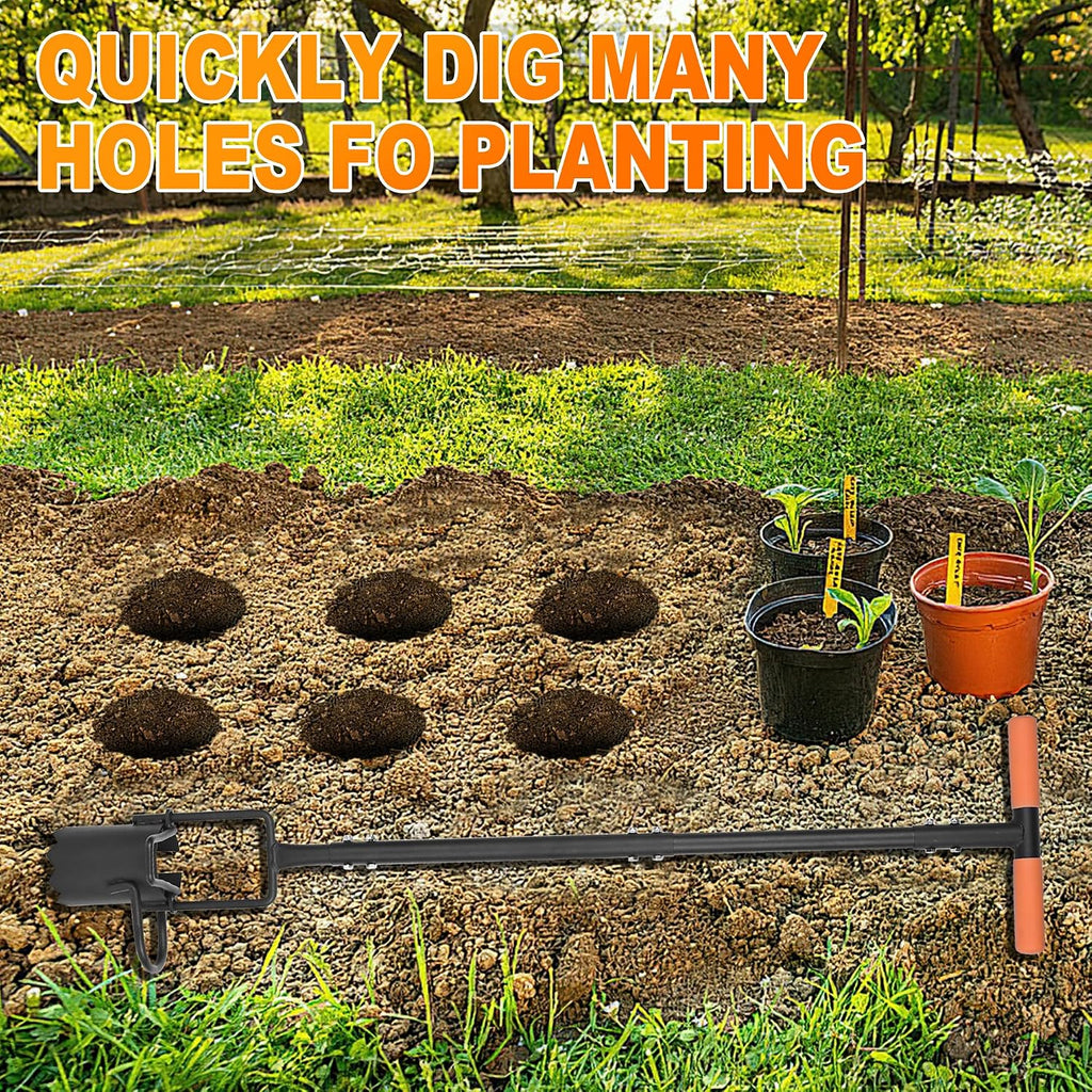 BARAYSTUS Bulb Planter Tool Long Handle, Tulip Bulb Planter Tool with Serrated Base & Double Pedal, Soft T Grip Sod