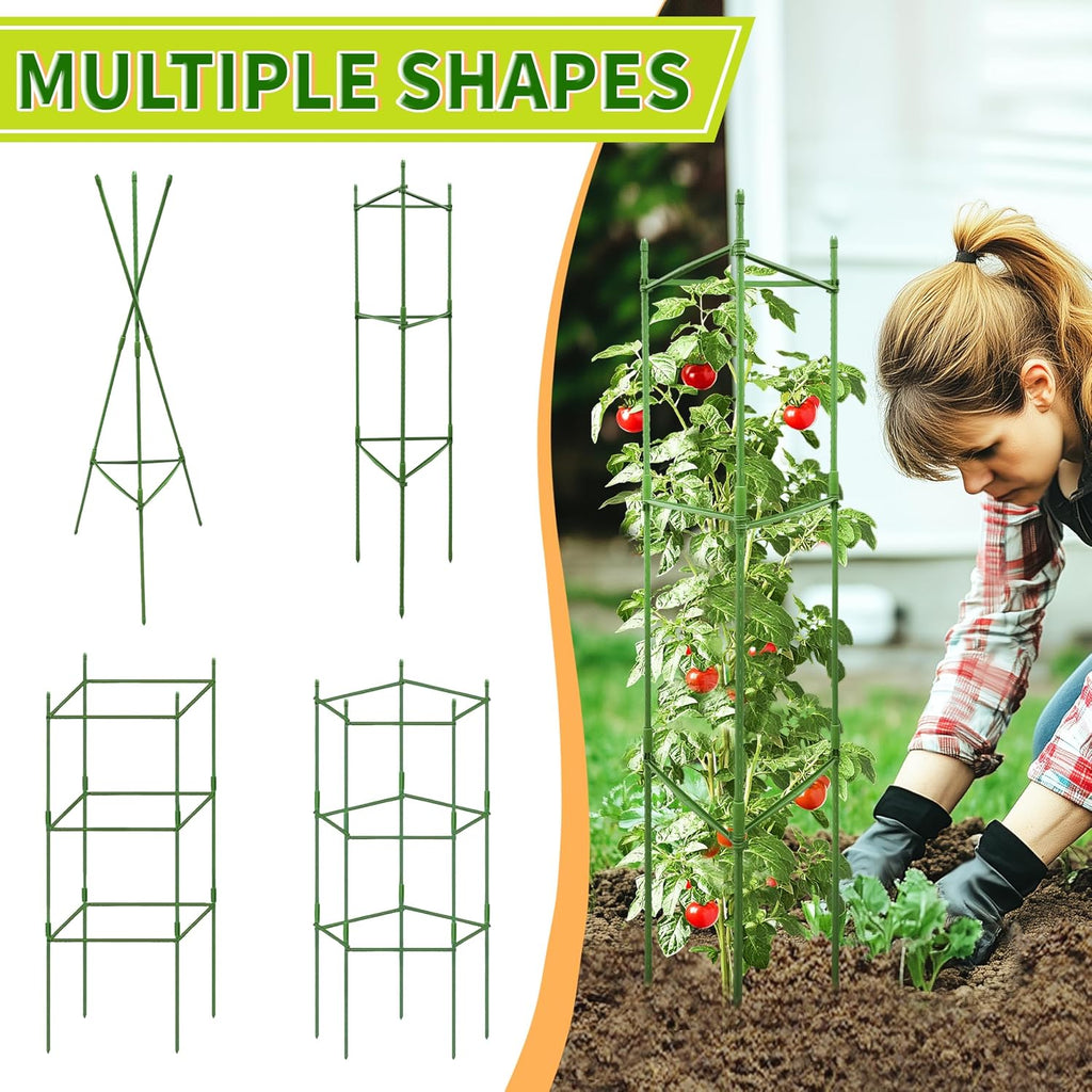 4 Pack 48 Inch Tomato Cages for Garden, Triangle Metal Plant Support with Rust-Resistant Coating, Heavy Duty Tomato