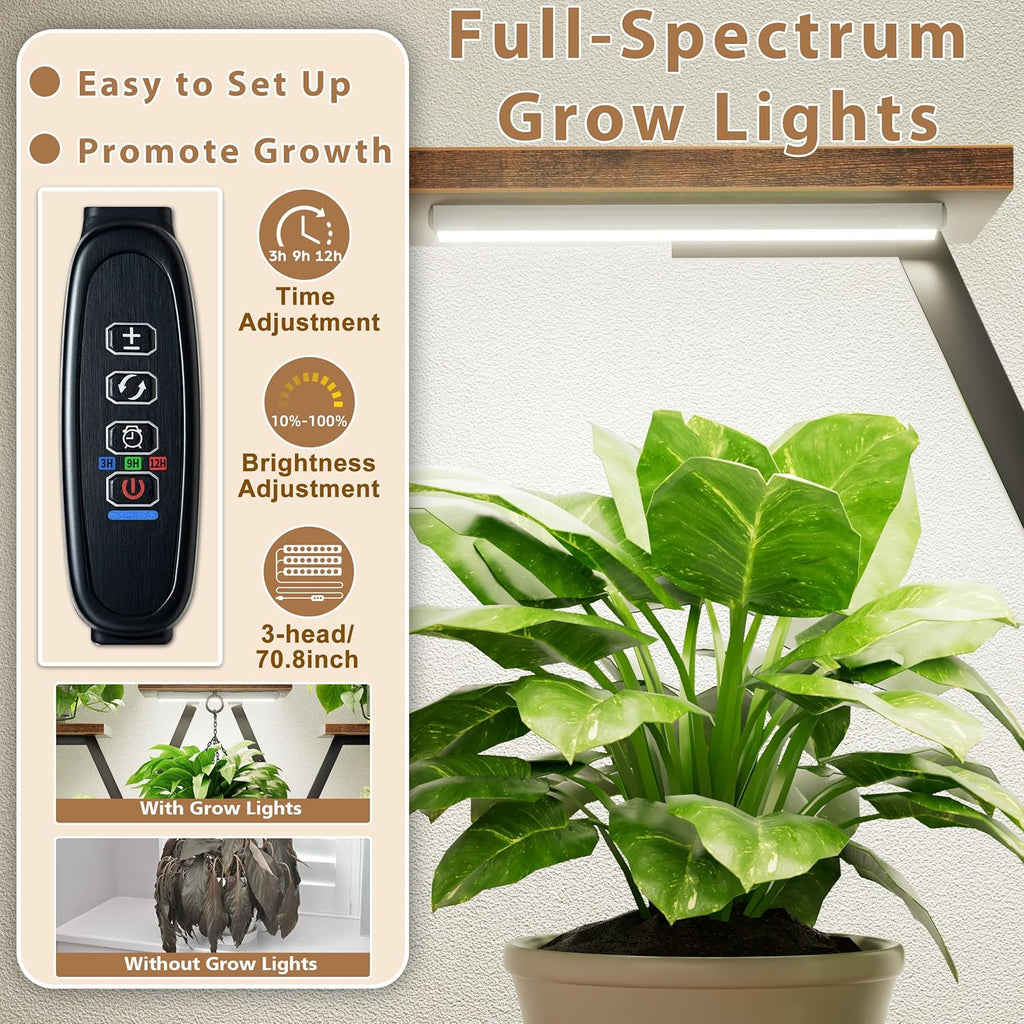 JUSTOGO Plant Stand Indoor with Grow Lights - 9 Tiered Tall Plant Shelf | 63" Corner Flower Holder for Multiple Plants