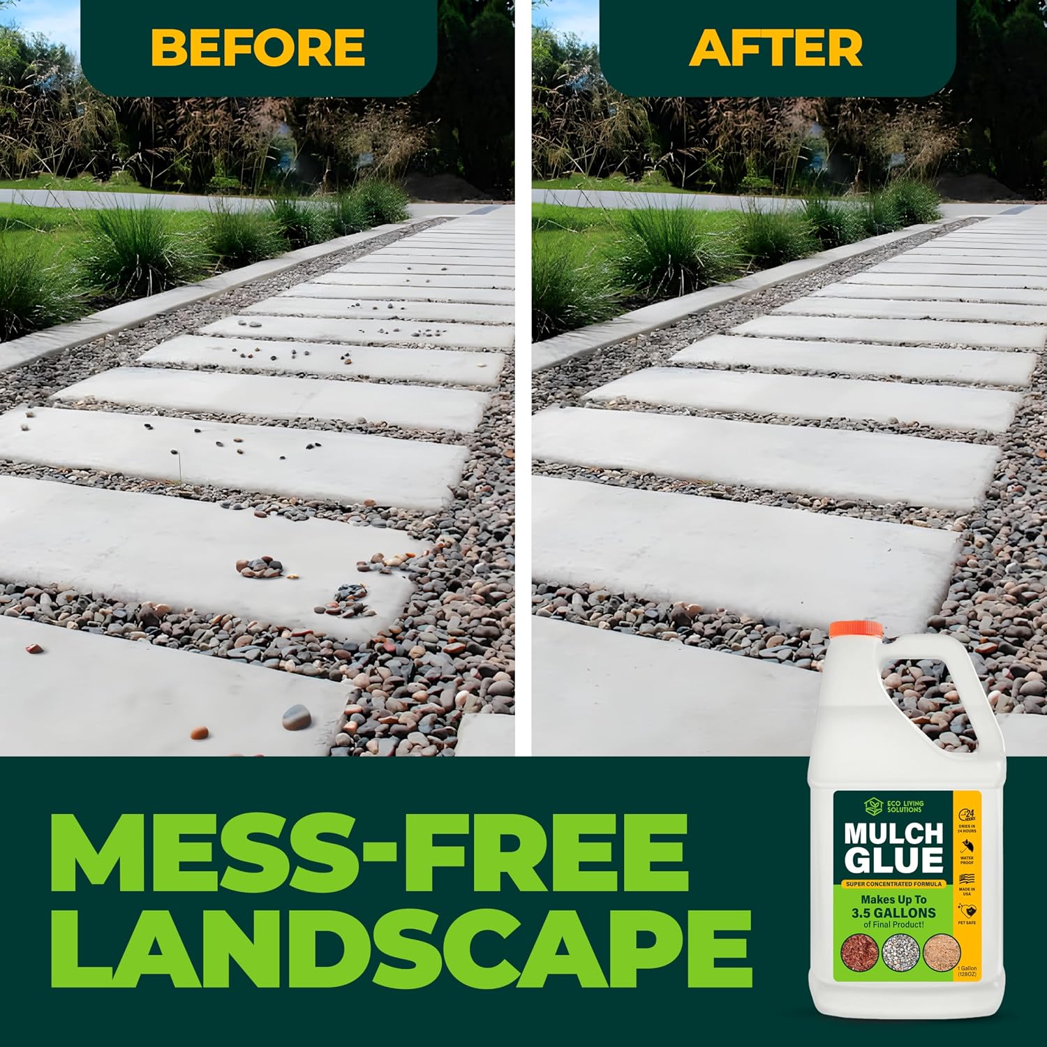 Mulch Glue for Landscaping - Rock & Gravel Binder | Spray Glue for Paver Sealer | Landscape Glue for Mulch & Pebbles