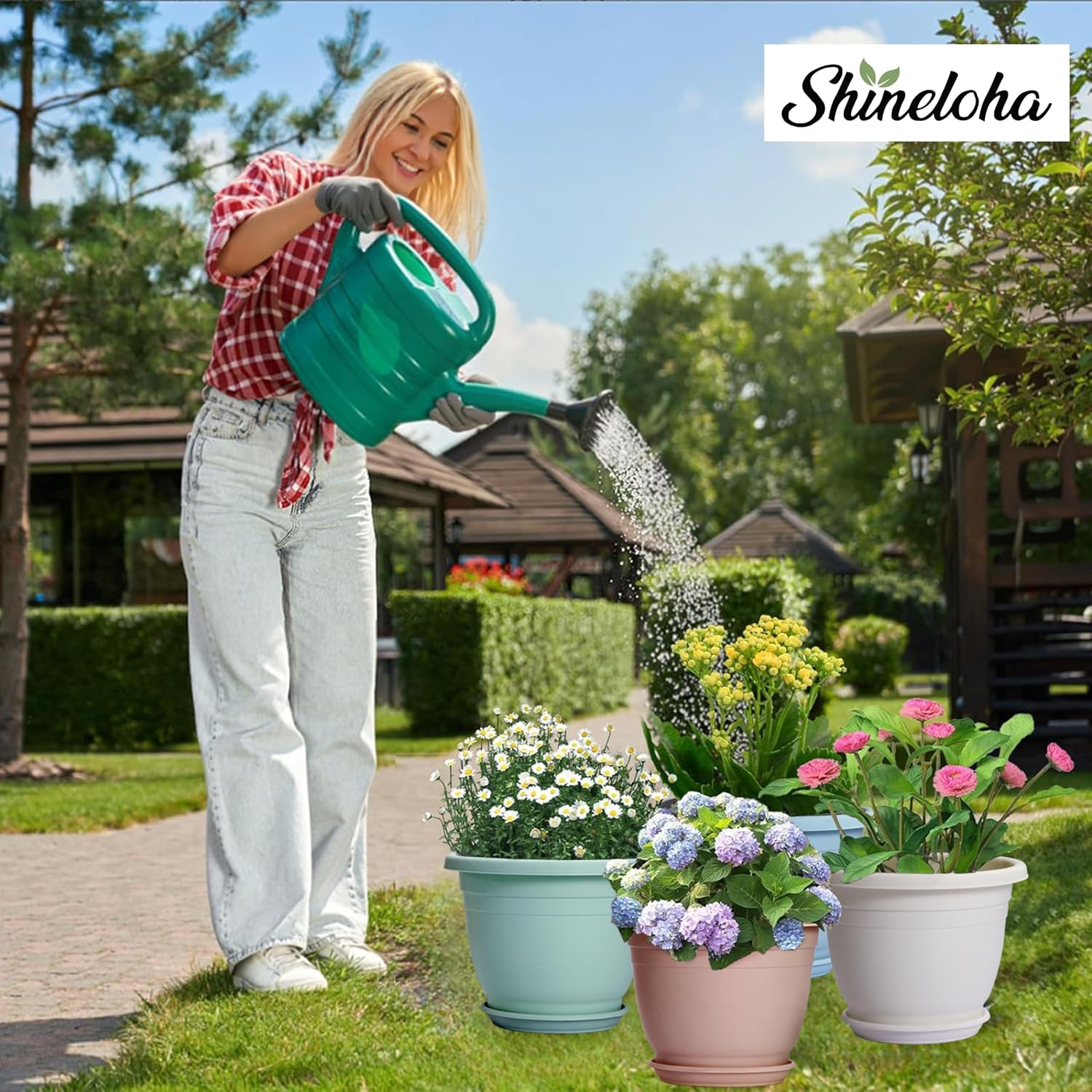 5 Packs 10 inch Flower Pots + Saucers, Large Indoor & Outdoor Pot | Large Flower Pot With Drainage Holes, Planters for