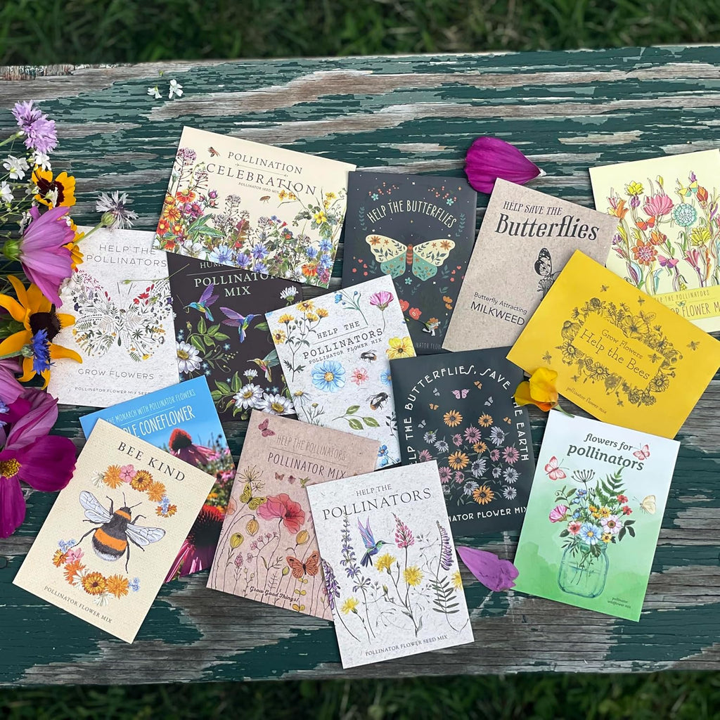 Bentley Wildflower Pollinator Mix, 25 Non-GMO Packets for Garden Planting, Non-Coated Flower Seeds to Grow Plants and