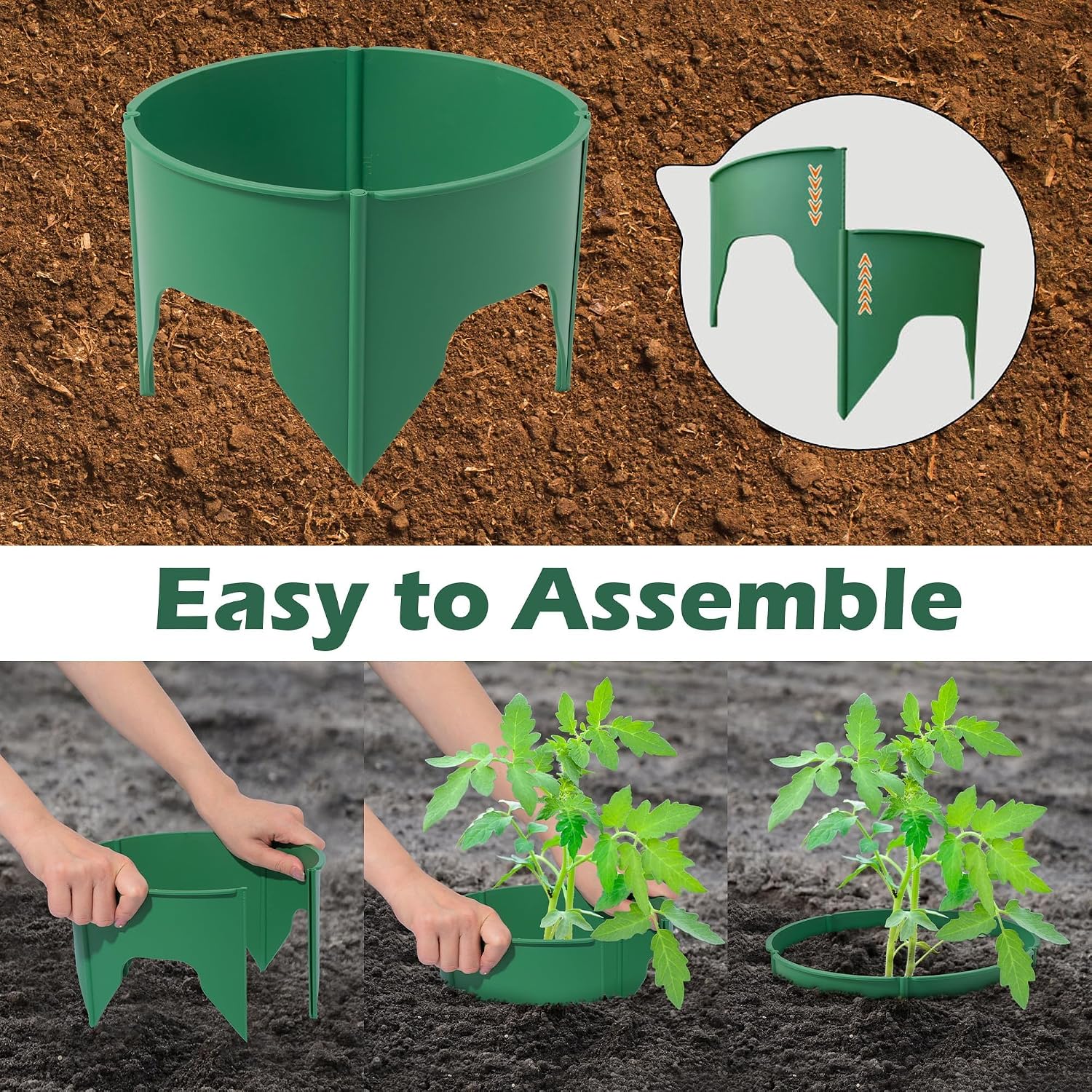 24pcs Planting Grow Rings, Round Edging Spliceable Protective Pest-Planting Rings for Vegetable Herb Flower, Circular