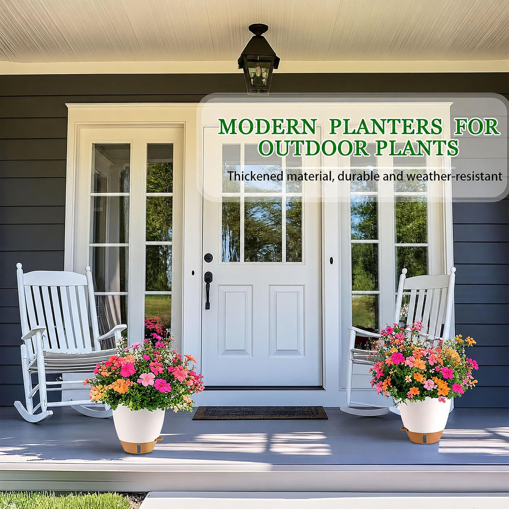8/10/12 Inch Self Watering Pots for Indoor/Outdoor Plants | Large Plastic Planter with Drainage Holes, Water Level