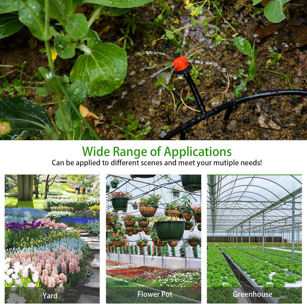 280 Pcs Drip Irrigation Kit, 147FT Garden Watering System 1/2 1/4 in Distribution Tubing Hose Automatic Patio Misting