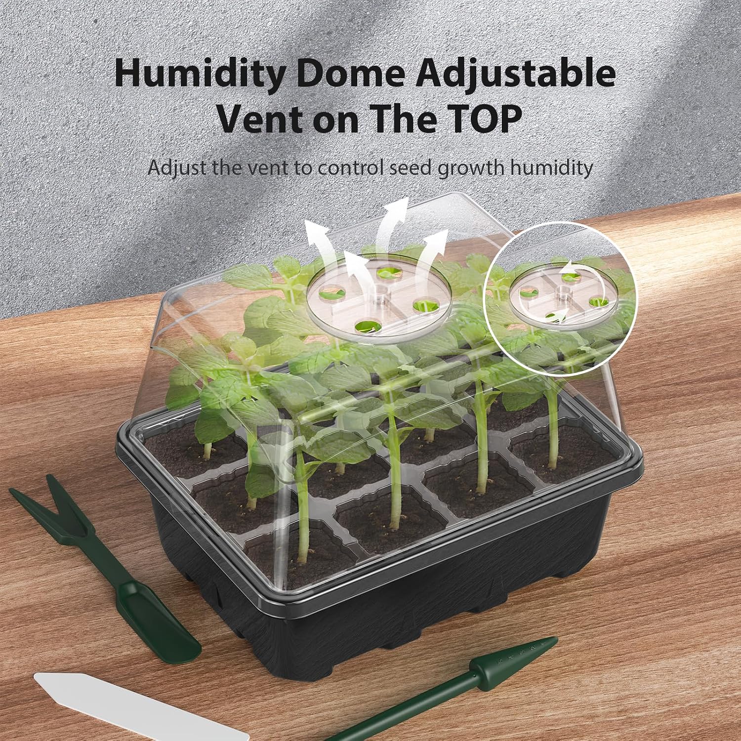 Seed Starter Tray, 20PCS Seed Starter Kit, Seedling Starter Trays with Heightened Lids for Seed Staring, Indoor