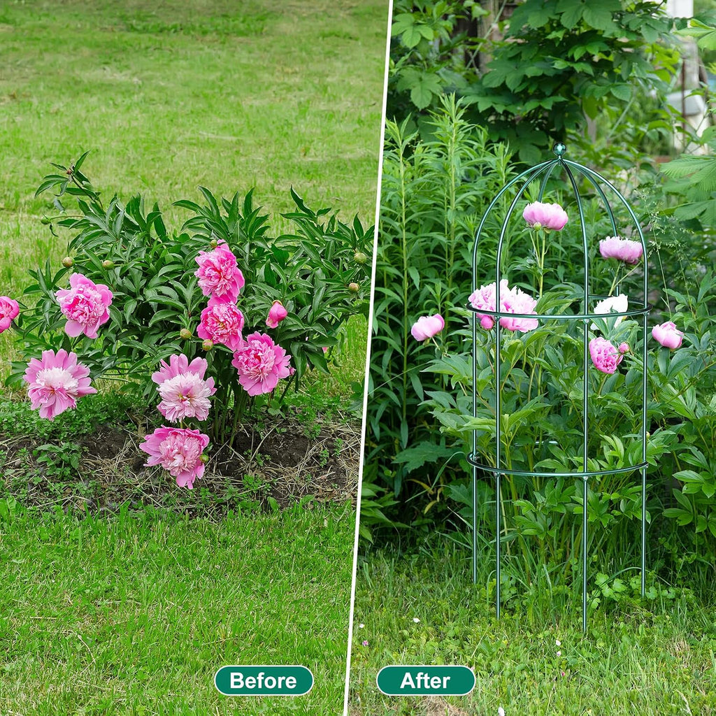 3 Pack Peony Cage, 17.7" x 47.2" Metal Plant Support Garden Trellis | Rustproof Tomato Cages Flowers Potted Obelisk