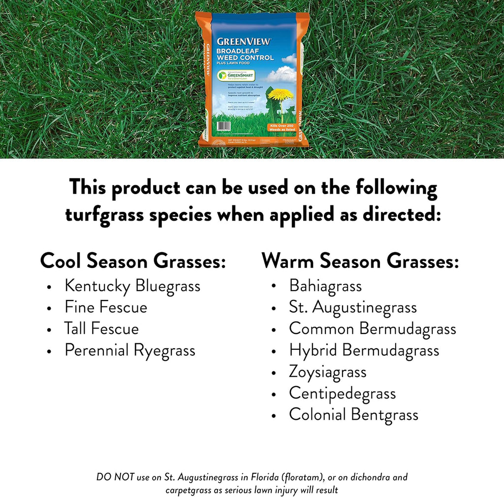 GreenView Weed and Feed 13 lb. Bag, Covers 5,000 sq. ft. | Kills 250 Plus Weeds - 27-0-4 NPK formula - Provides 8 weeks