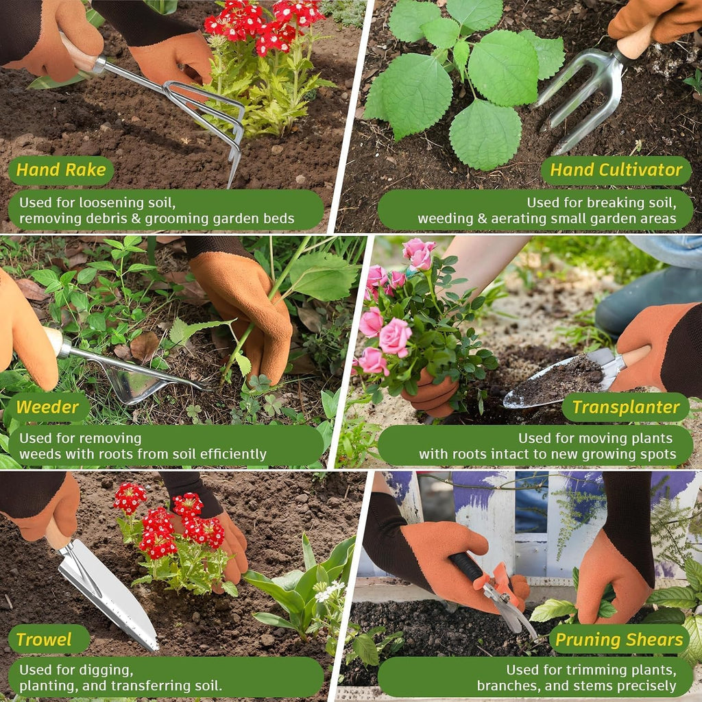 22Pcs Gardening Tools Set for Women Heavy Duty Garden Hand Tools Kit Birthday Gifts for Mom Wife Grandma Beginner
