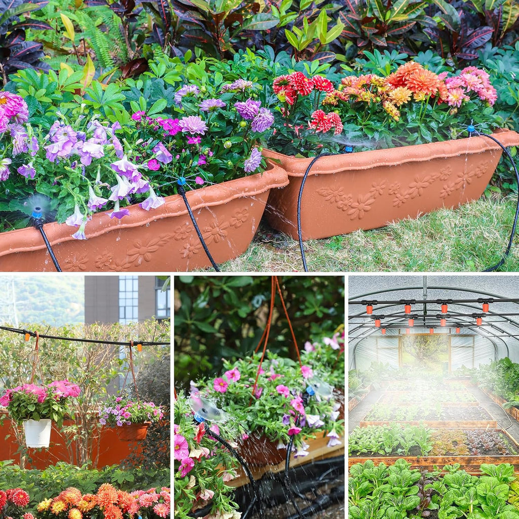 MIXC Greenhouse Micro Drip Irrigation Kit Automatic Irrigation System Patio Misting Plant Watering System with 1/4 inch