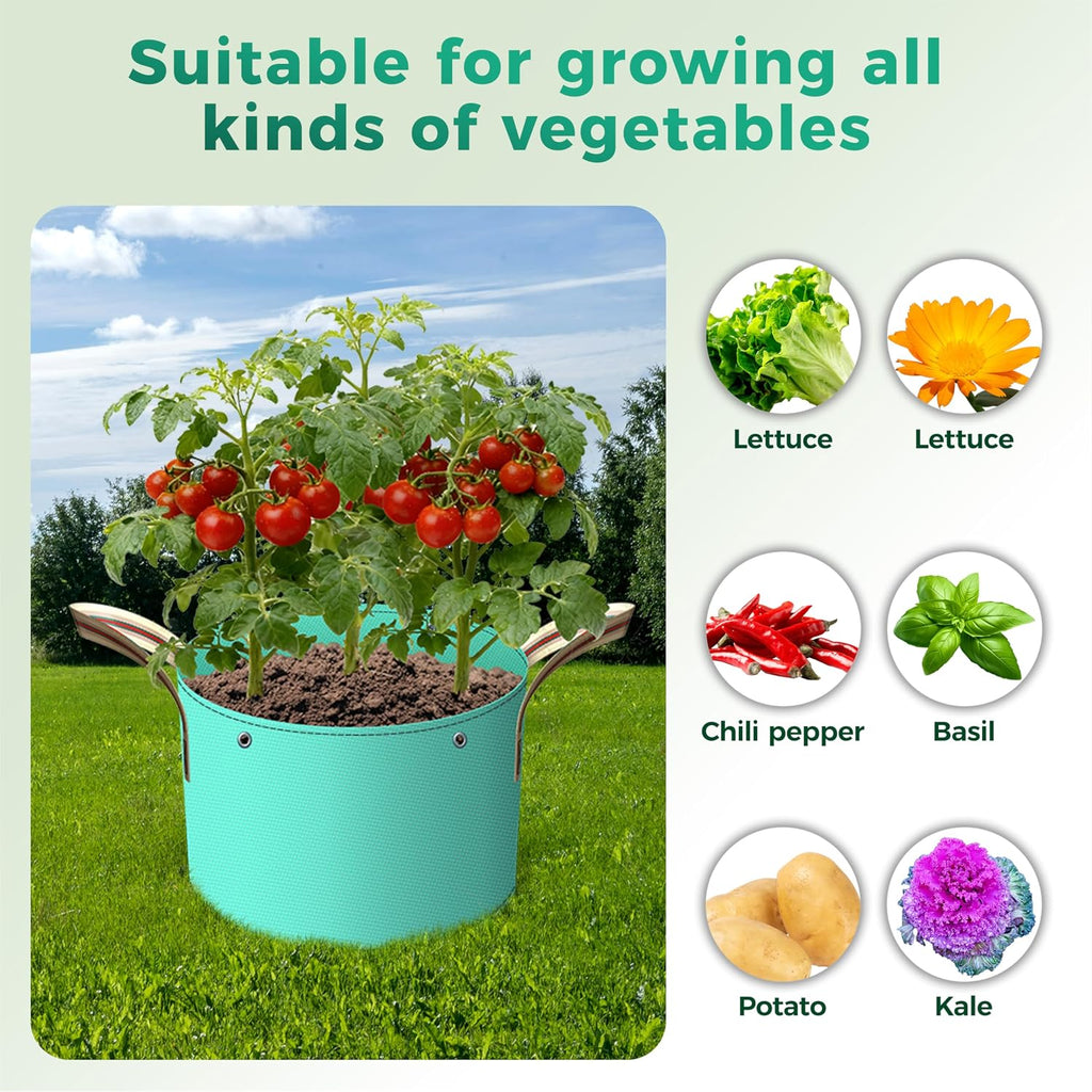 7 Pcs 15 Gallon Grow Bags, PE Garden Pots with Handle for Plants | Collapsible Gardening Supplies with Drainage Holes