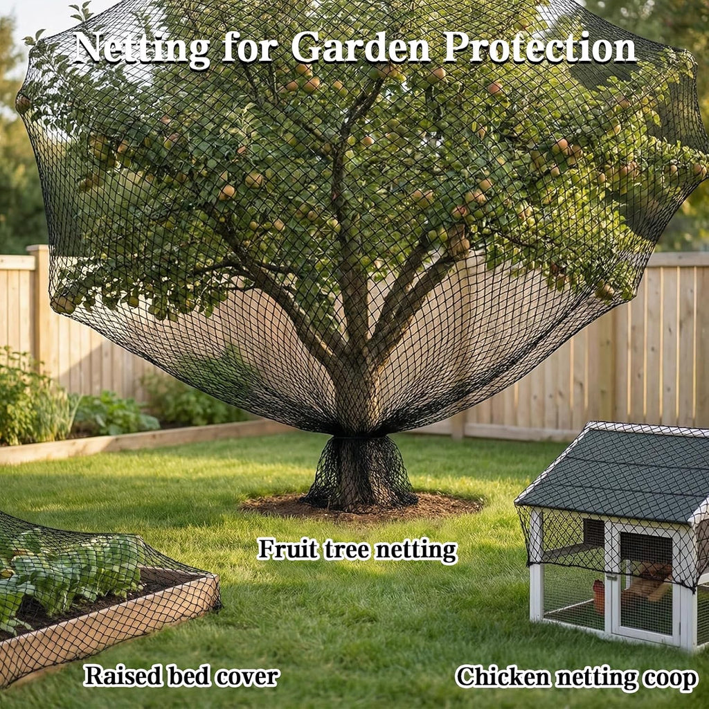 15 x 30 FT Bird Netting,1/2" Mesh Garden Netting,100PCS Zip Ties | Heavy Duty Bird Net Poultry Netting Fence for